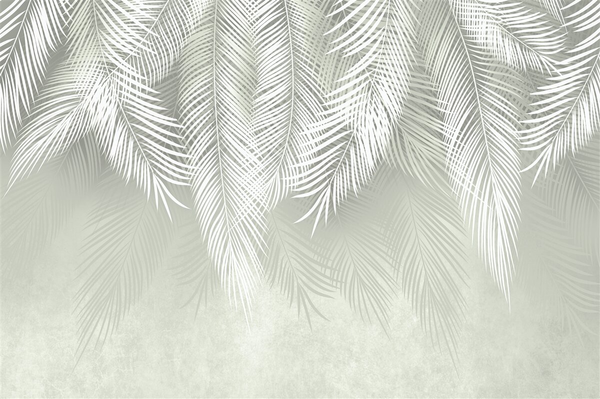 Fototapet frunze de palmier albe ca zăpada, delicate și moi