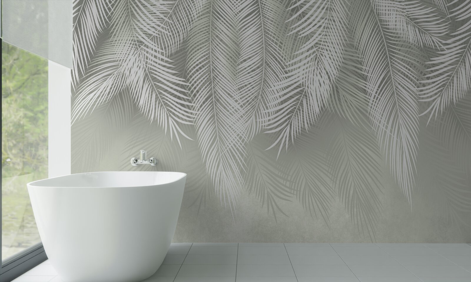 Fototapet frunze de palmier albe ca zăpada, delicate și moi