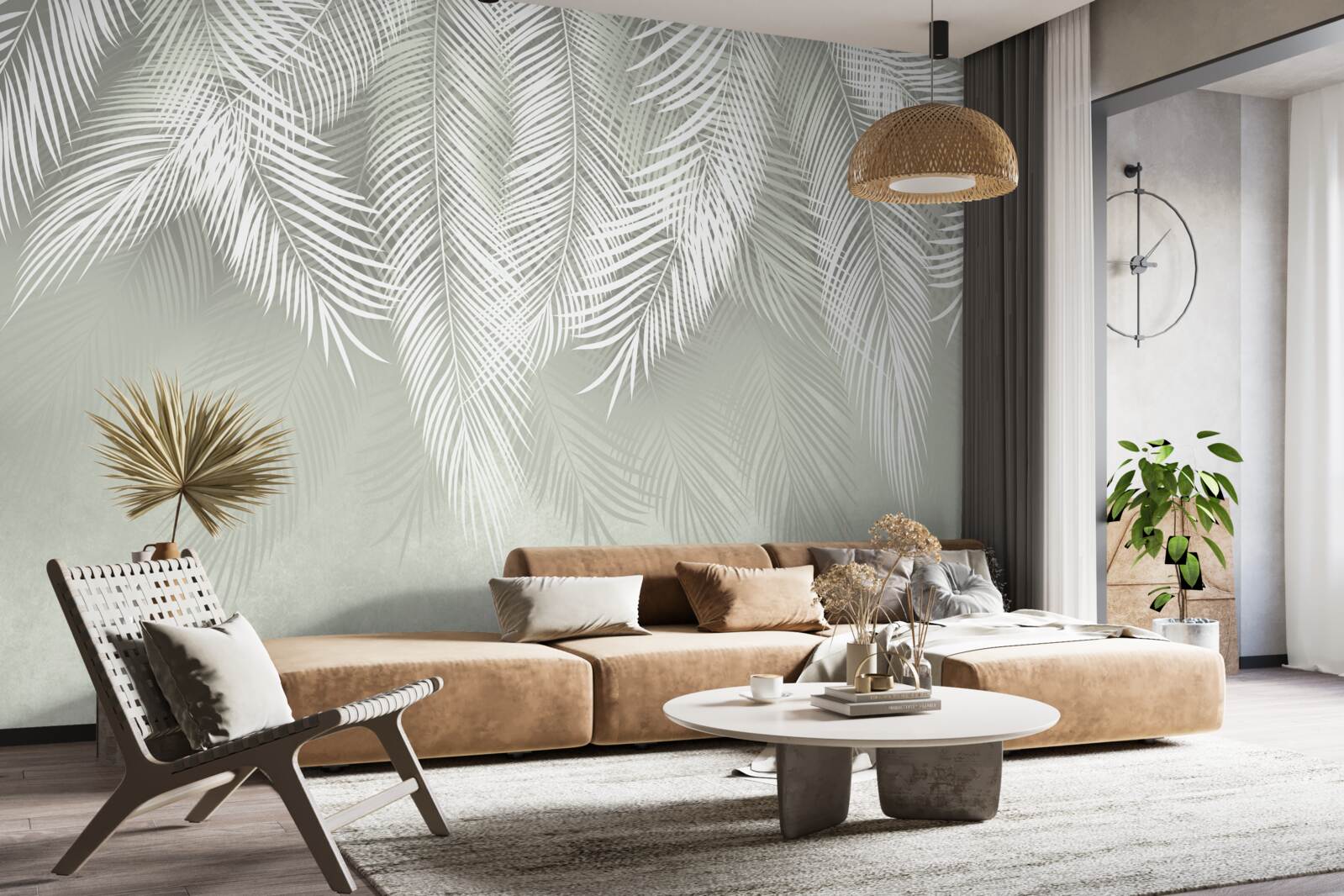 Fototapet frunze de palmier albe ca zăpada, delicate și moi