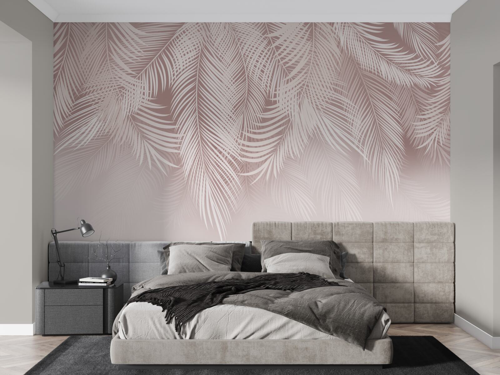 Fototapet frunze palide de palmier atârnă