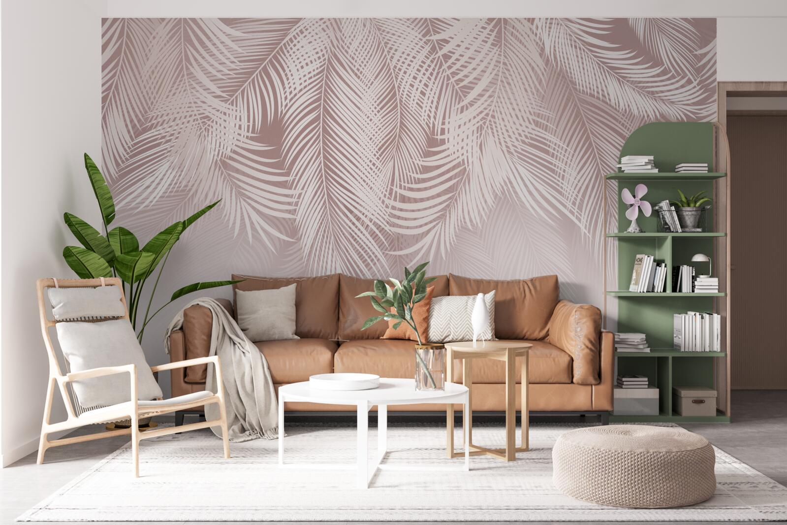 Fototapet frunze palide de palmier atârnă