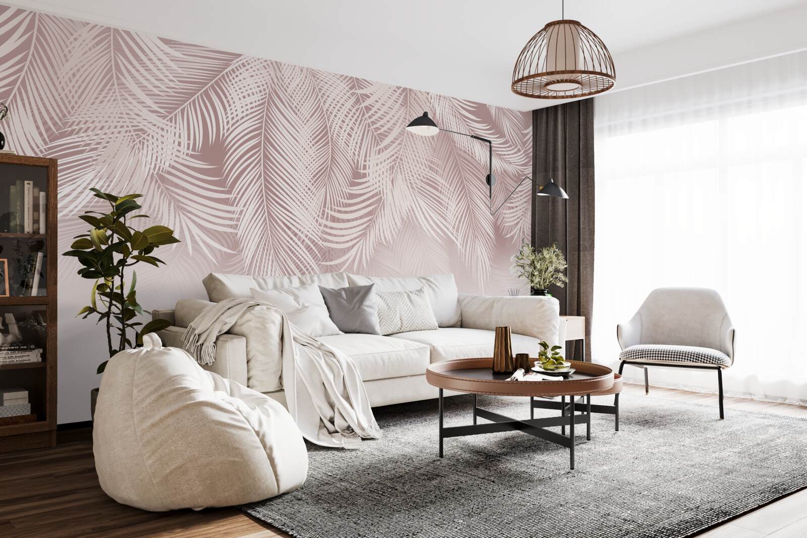 Fototapet frunze palide de palmier atârnă