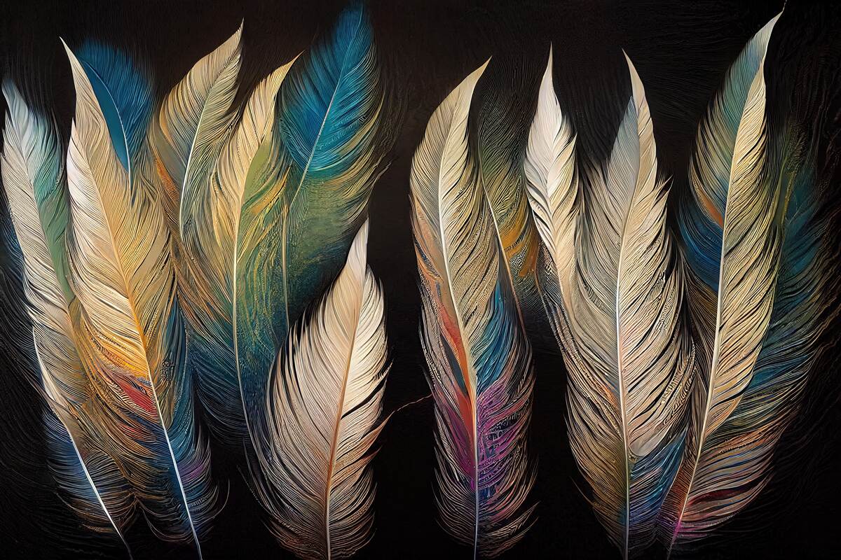 Fototapet structură realizată din pene de pasăre