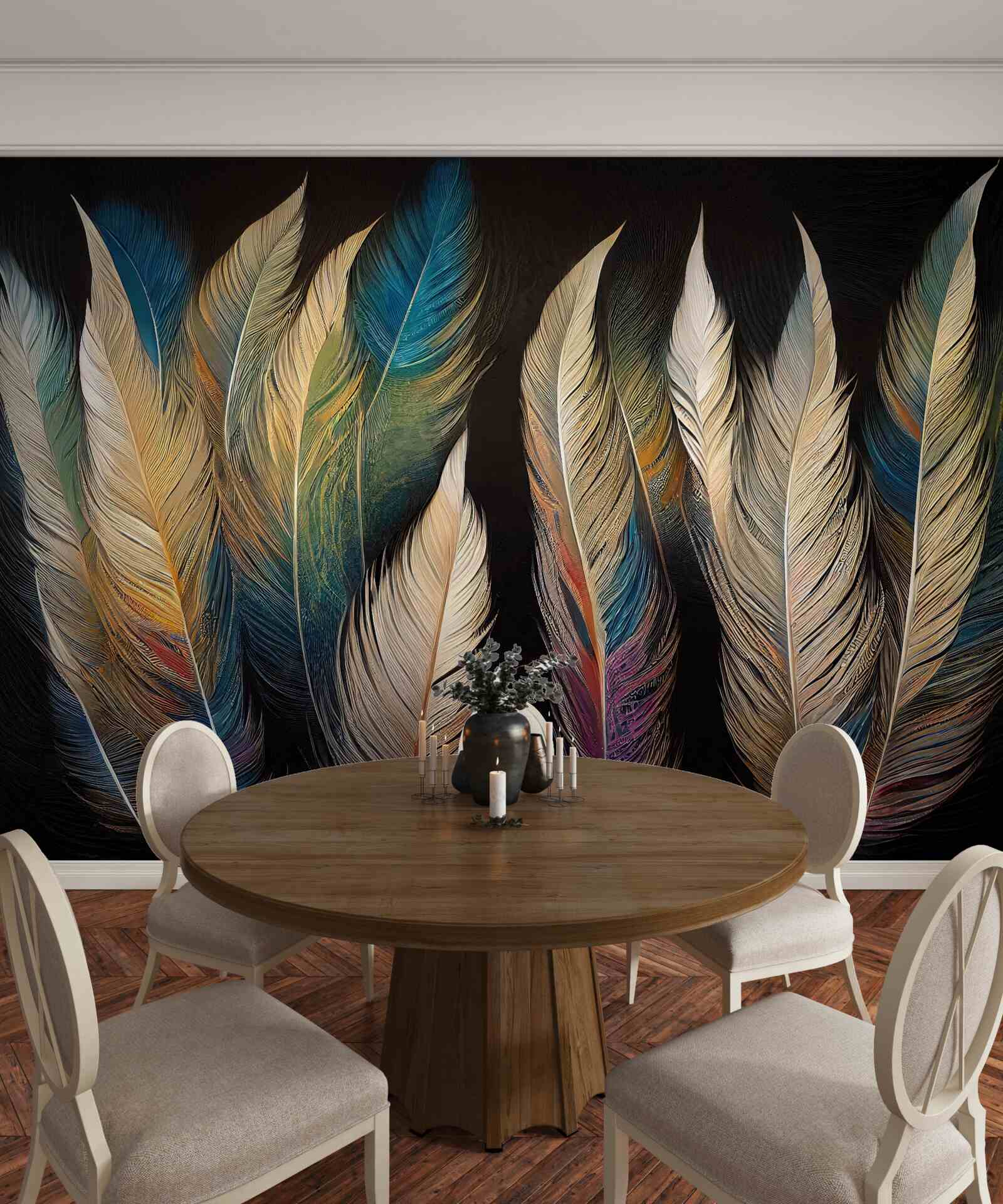 Fototapet structură realizată din pene de pasăre