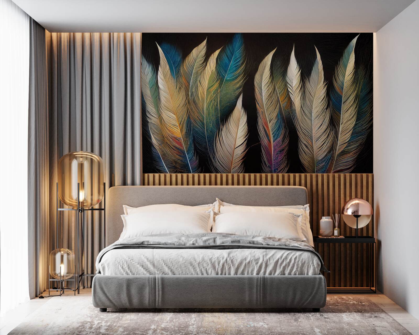 Fototapet structură realizată din pene de pasăre