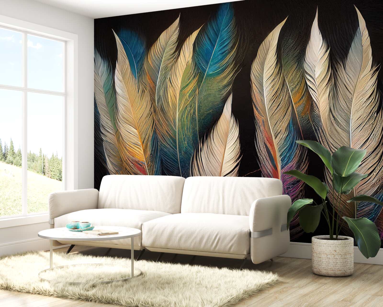 Fototapet structură realizată din pene de pasăre