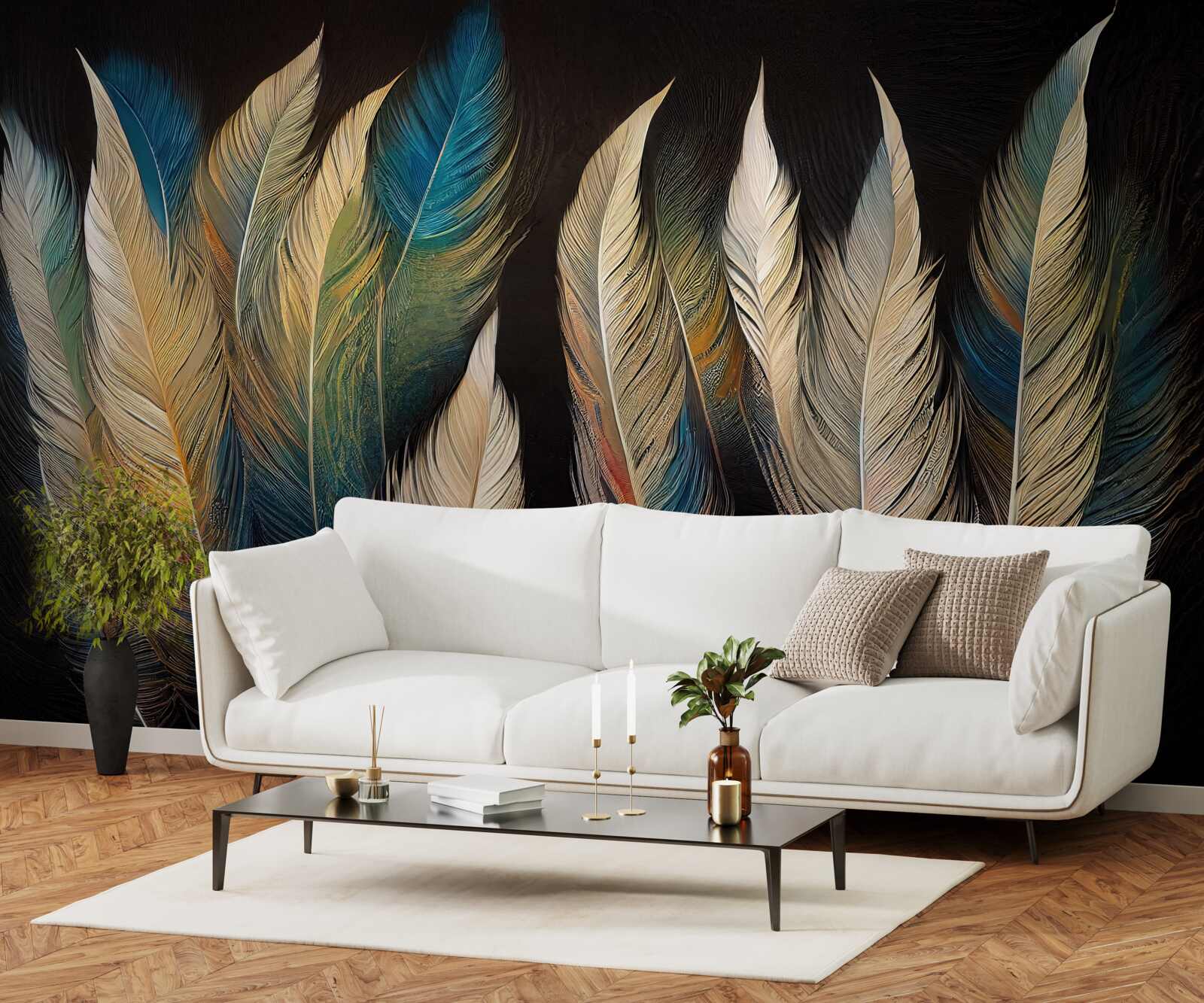 Fototapet structură realizată din pene de pasăre