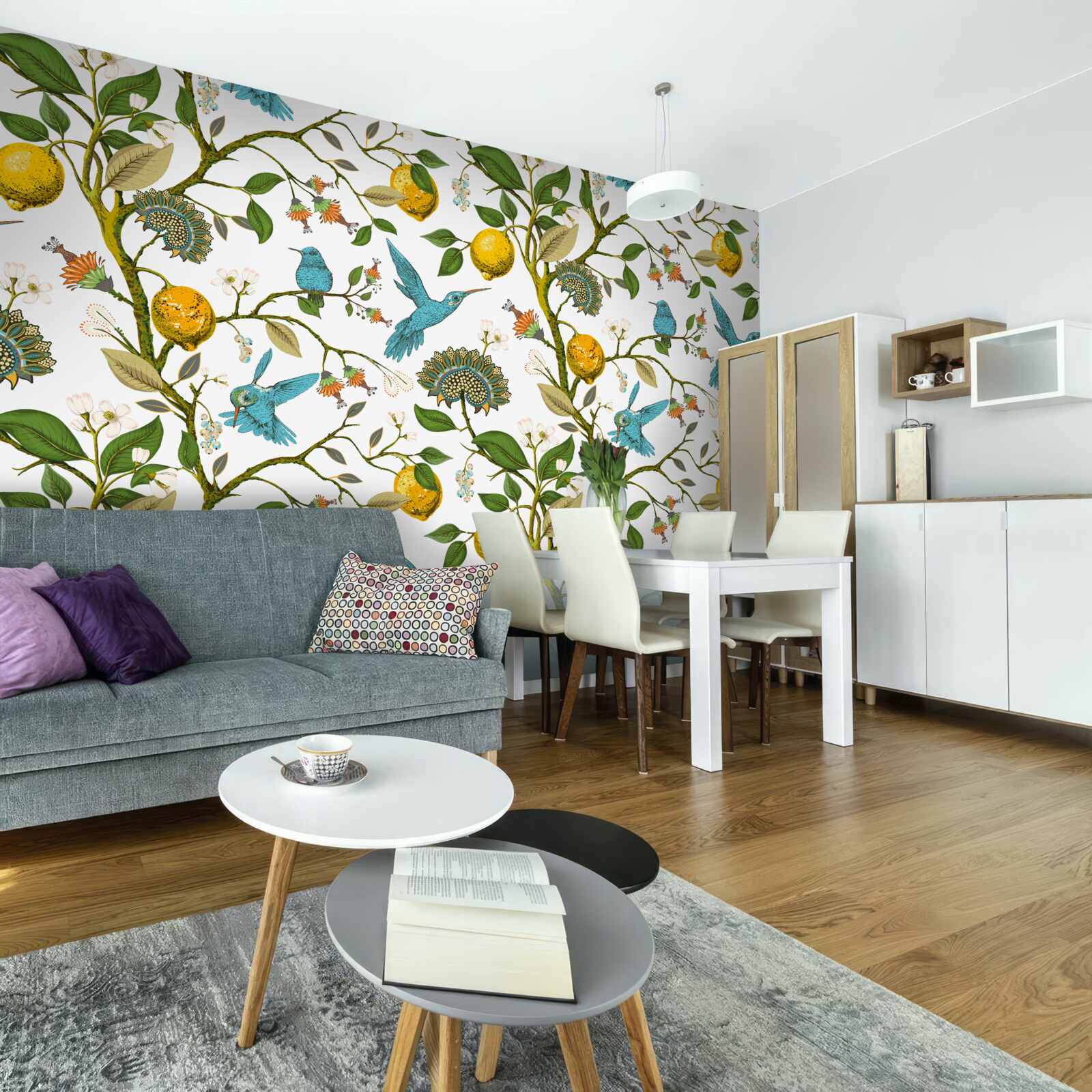 Fototapet lămâi și colibri albaștri