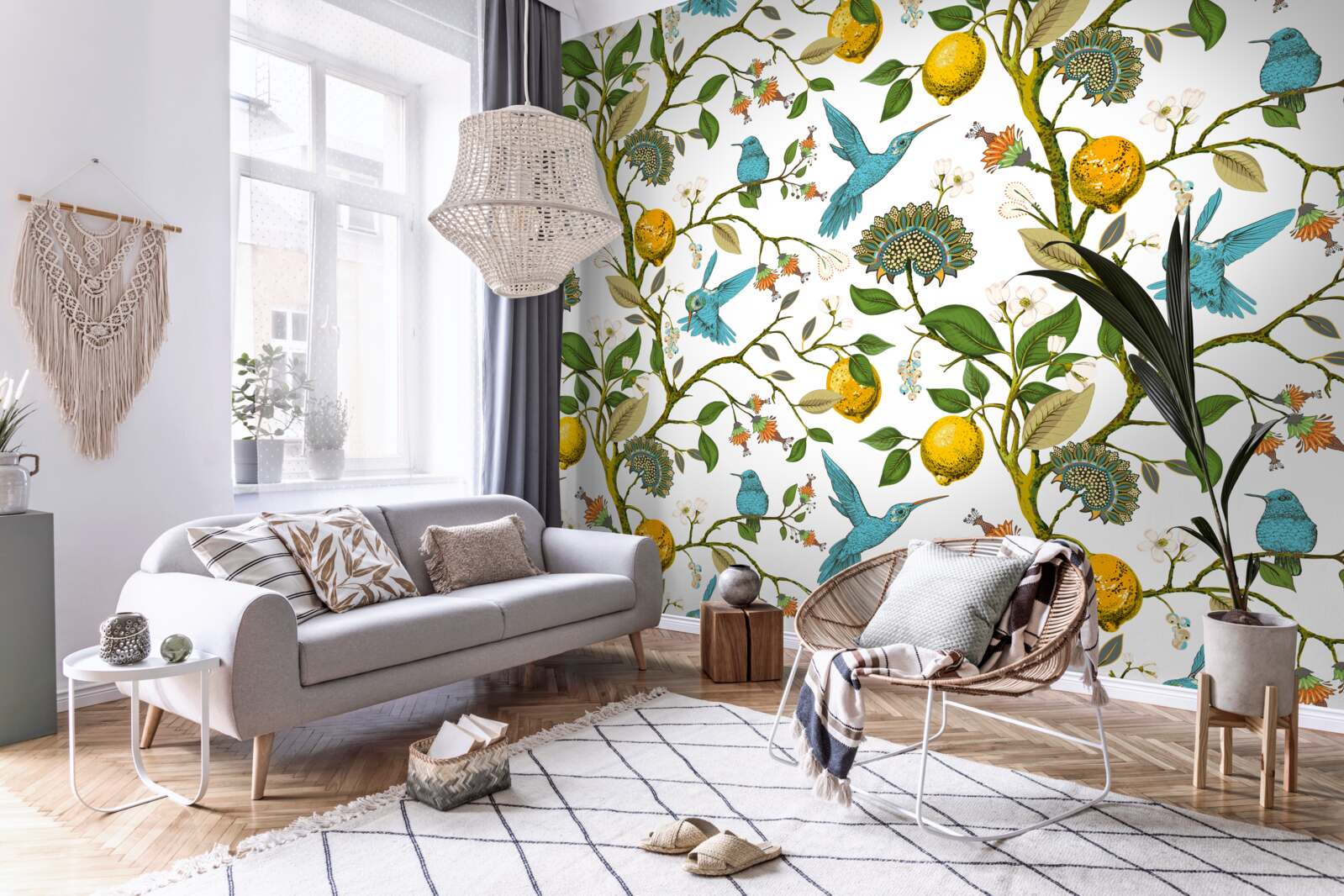 Fototapet lămâi și colibri albaștri