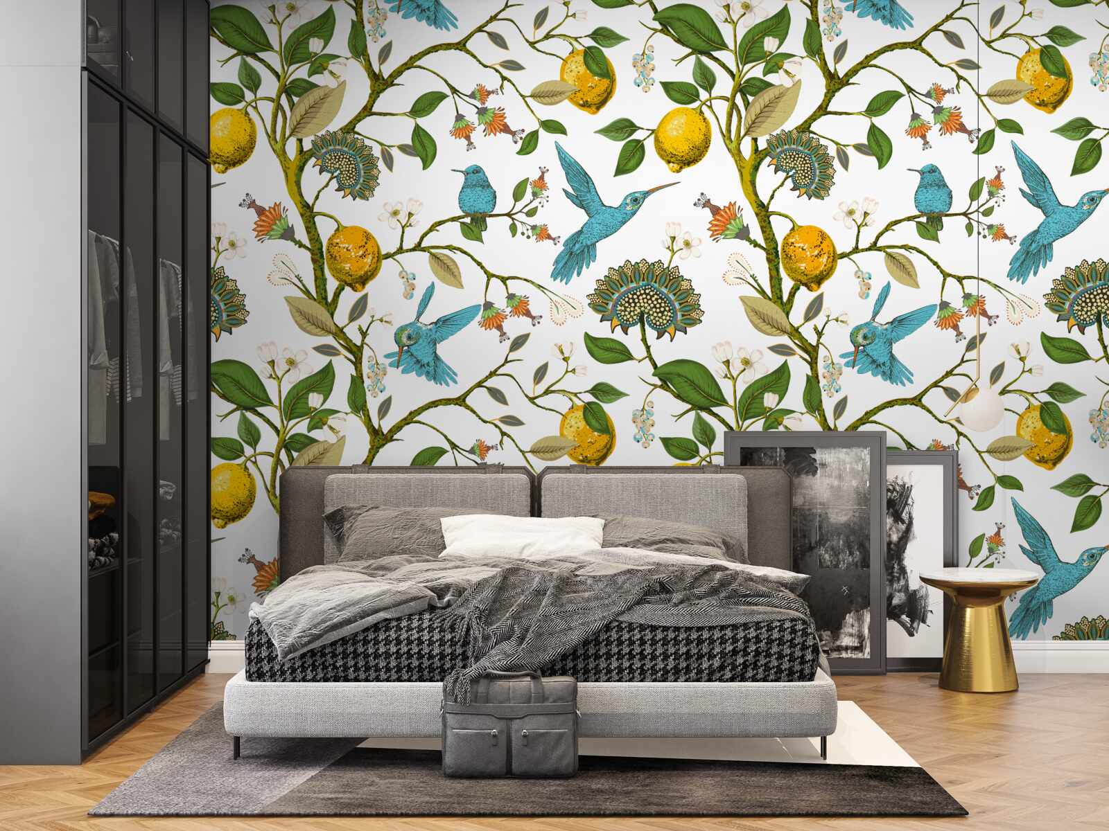 Fototapet lămâi și colibri albaștri