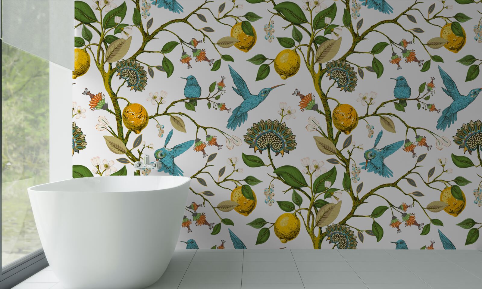 Fototapet lămâi și colibri albaștri