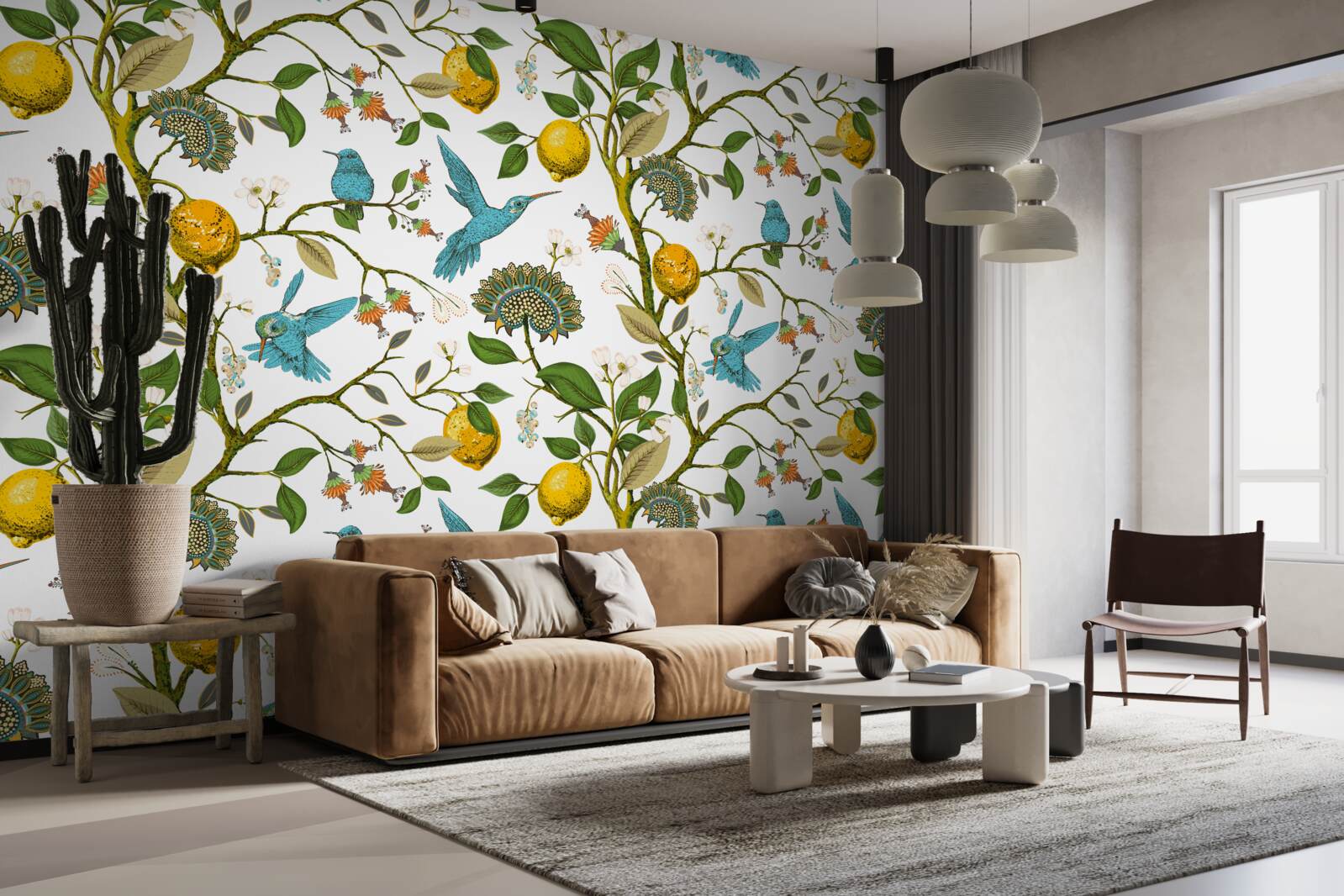 Fototapet lămâi și colibri albaștri