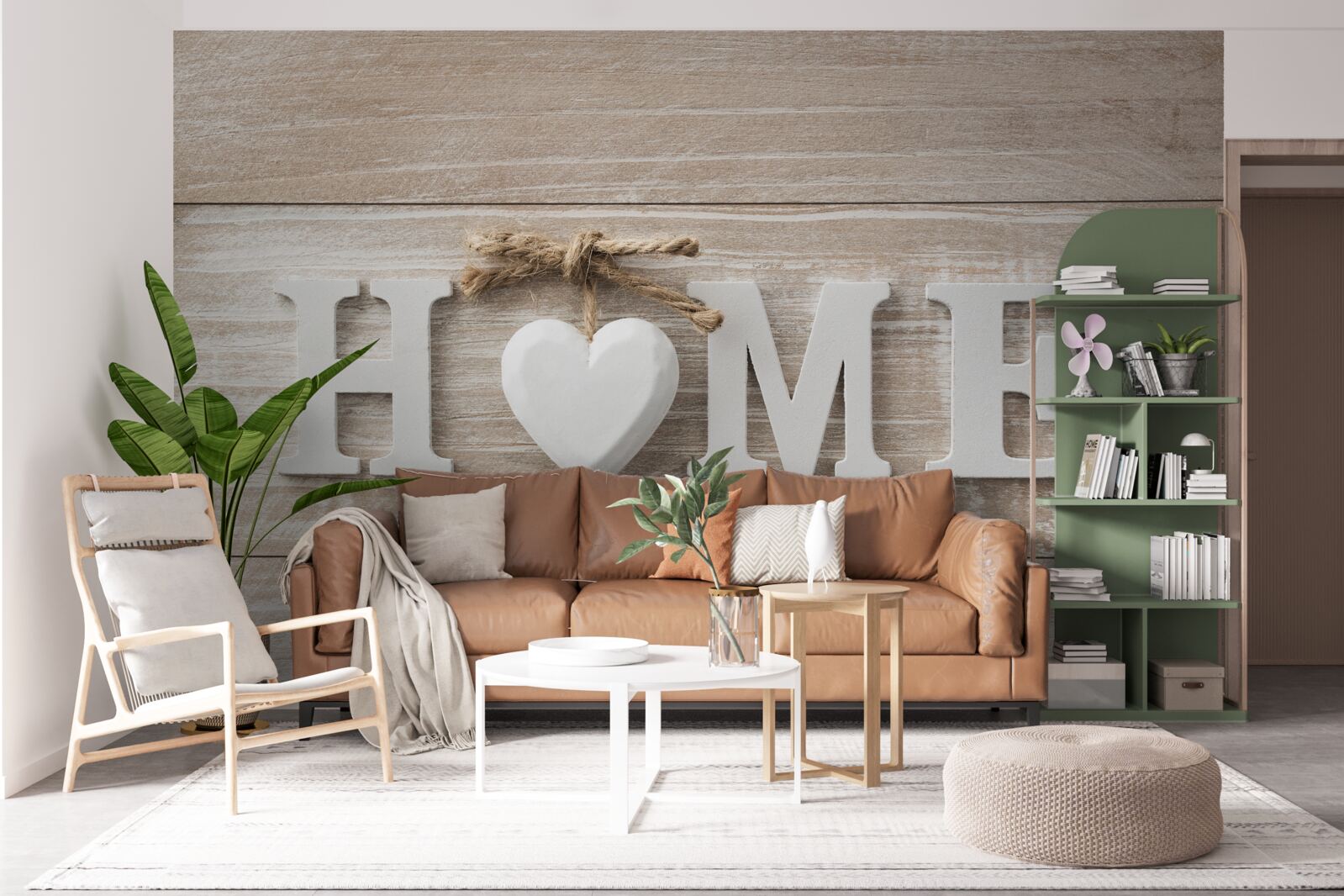 Fototapet textul "acasă" pe un fundal de copaci