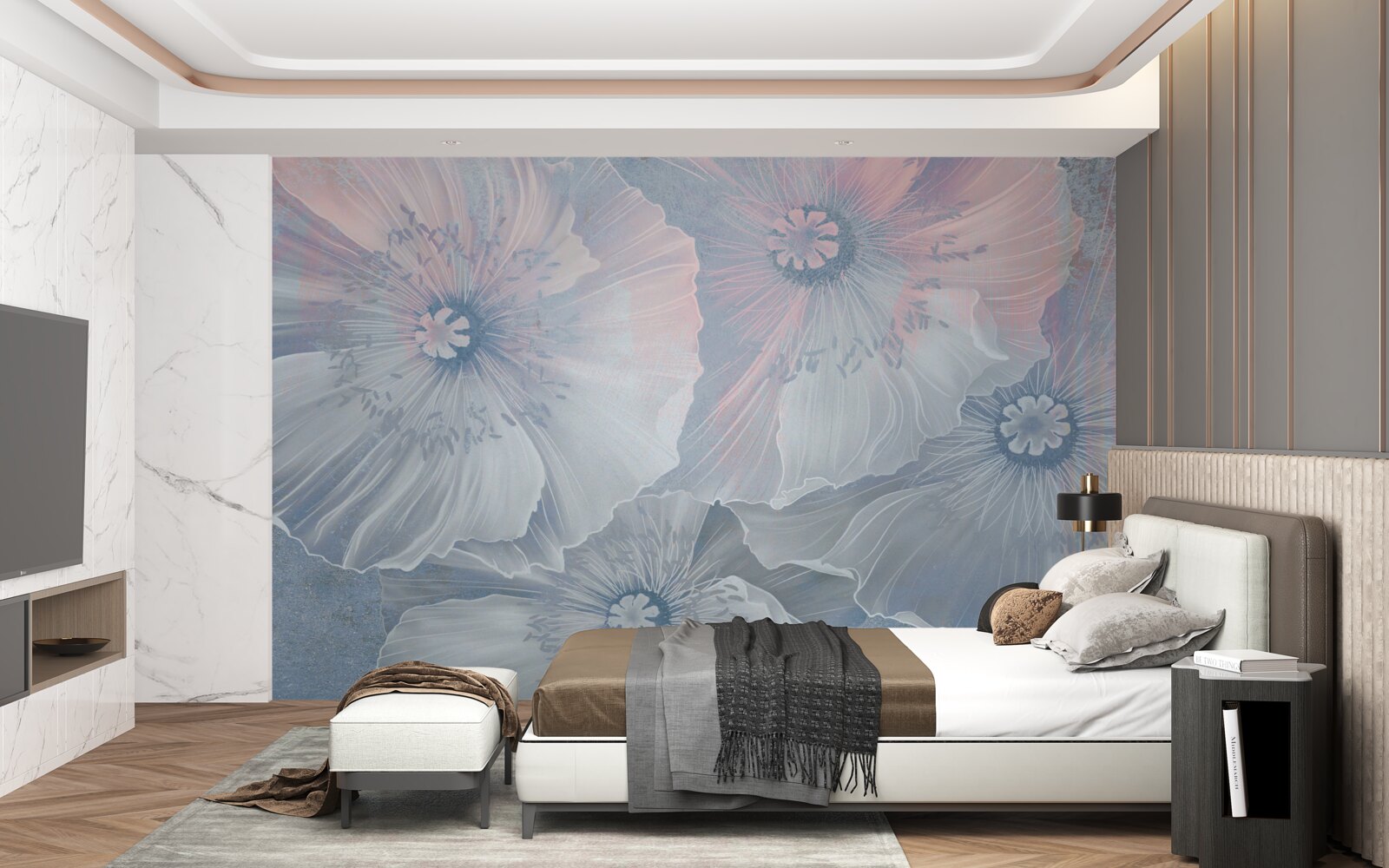 Fototapet imagine de fundal cu maci care își schimbă culoarea ca cameleonii