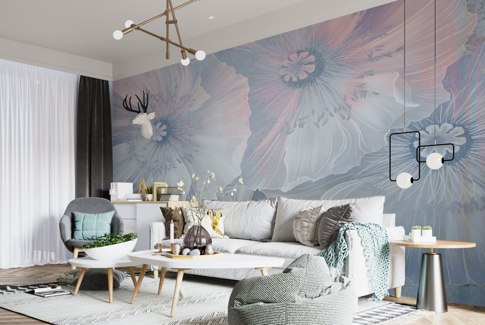 Fototapet imagine de fundal cu maci care își schimbă culoarea ca cameleonii