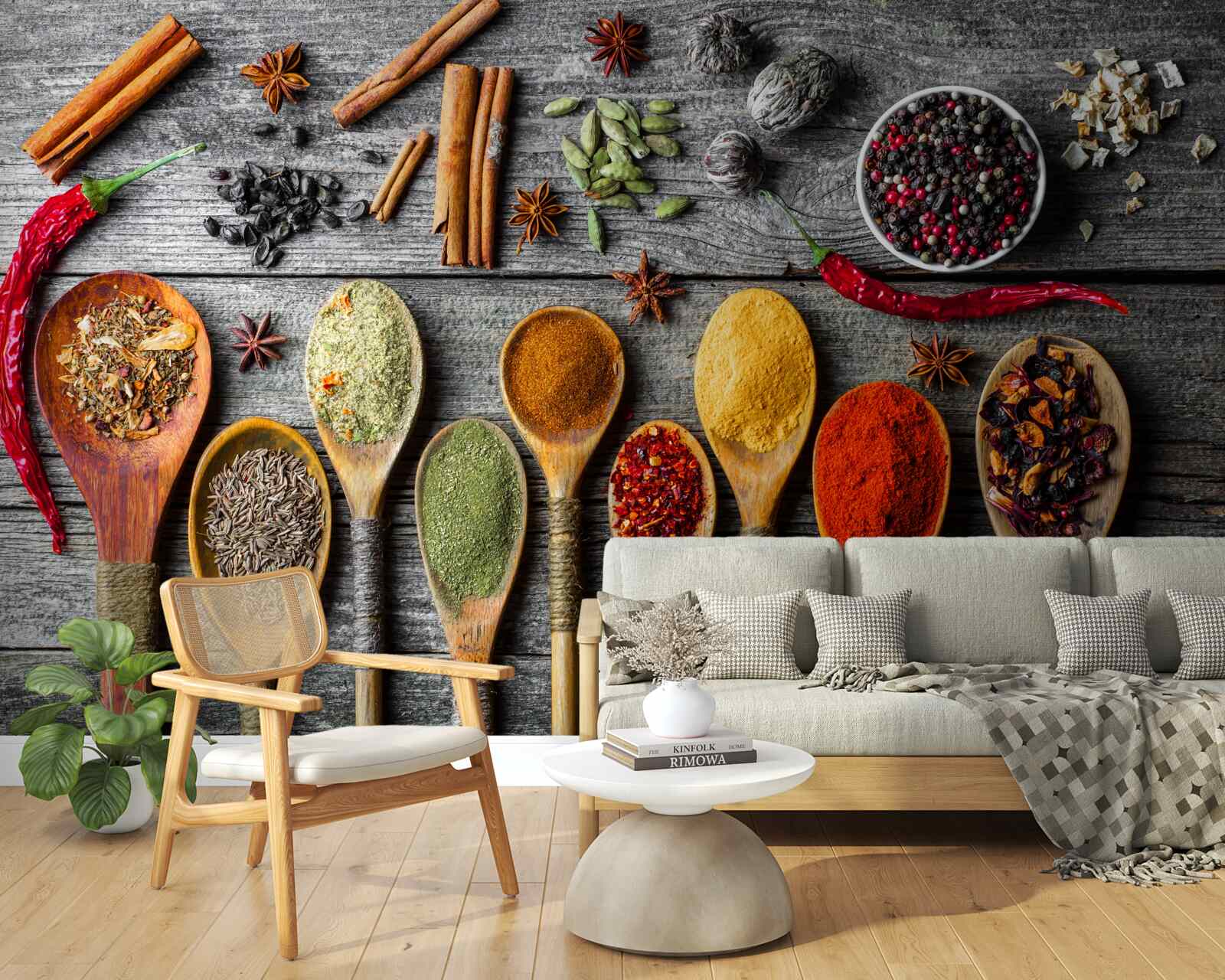 Fototapet condimente ușoare în tacâmuri