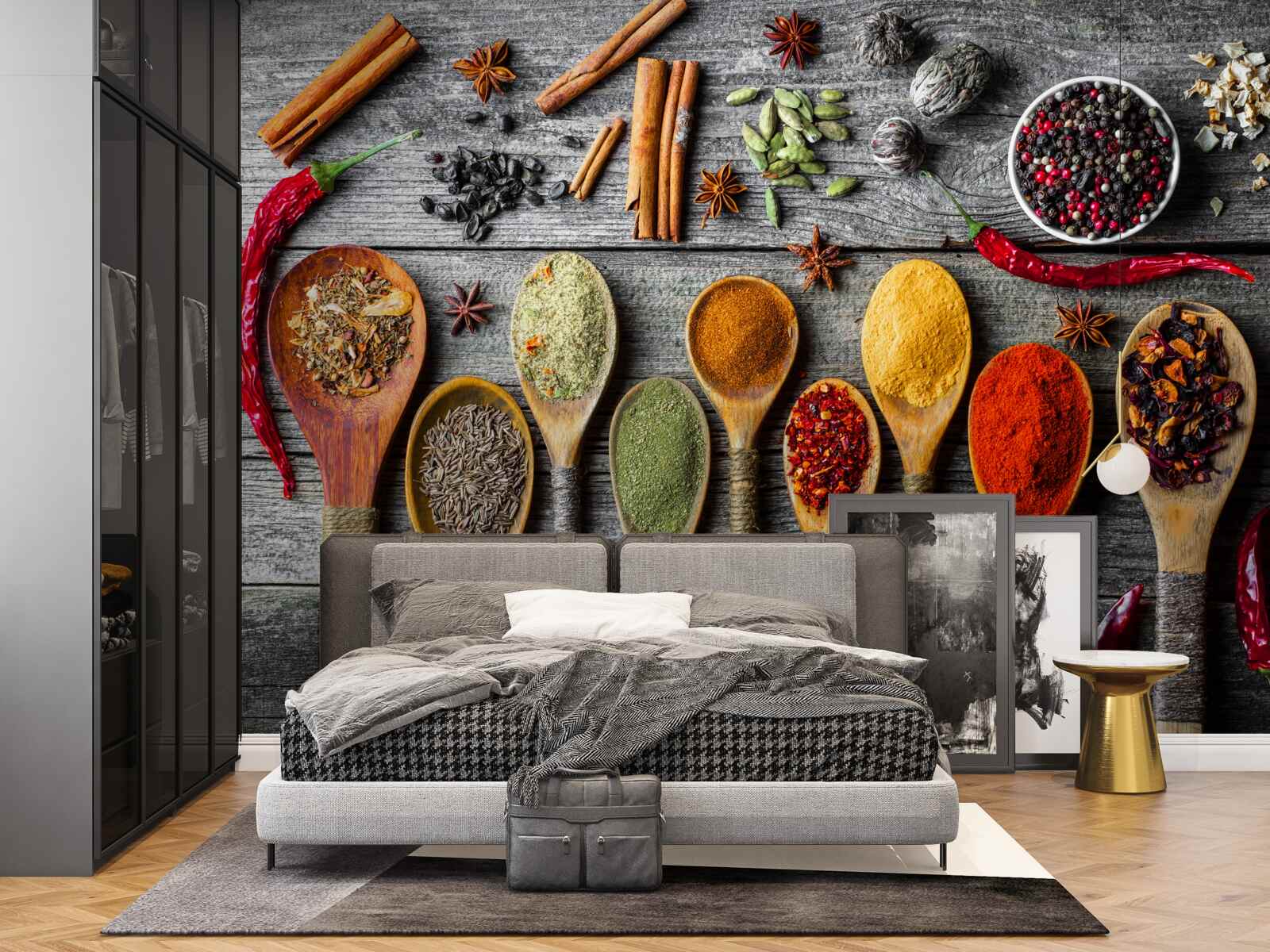 Fototapet condimente ușoare în tacâmuri