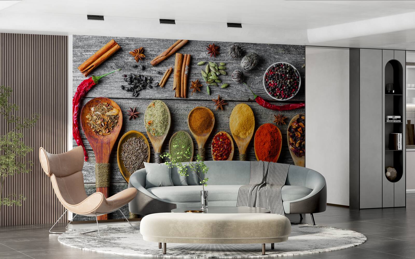 Fototapet condimente ușoare în tacâmuri