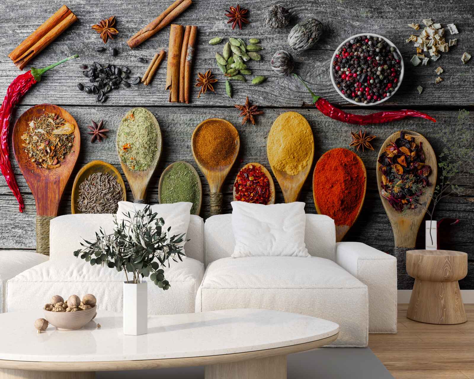 Fototapet condimente ușoare în tacâmuri