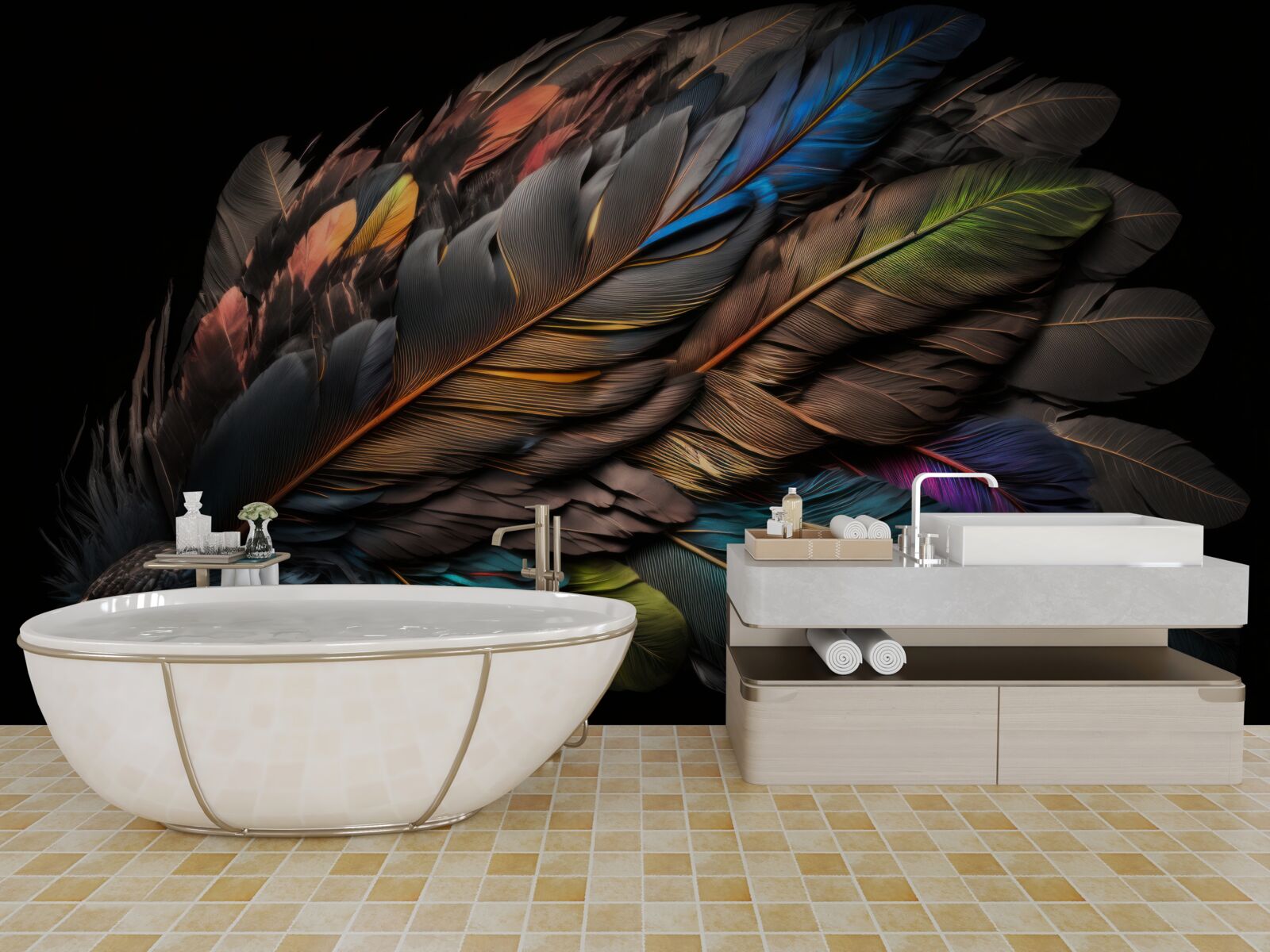 Fototapet culoarea deschisă a penelor de pasăre