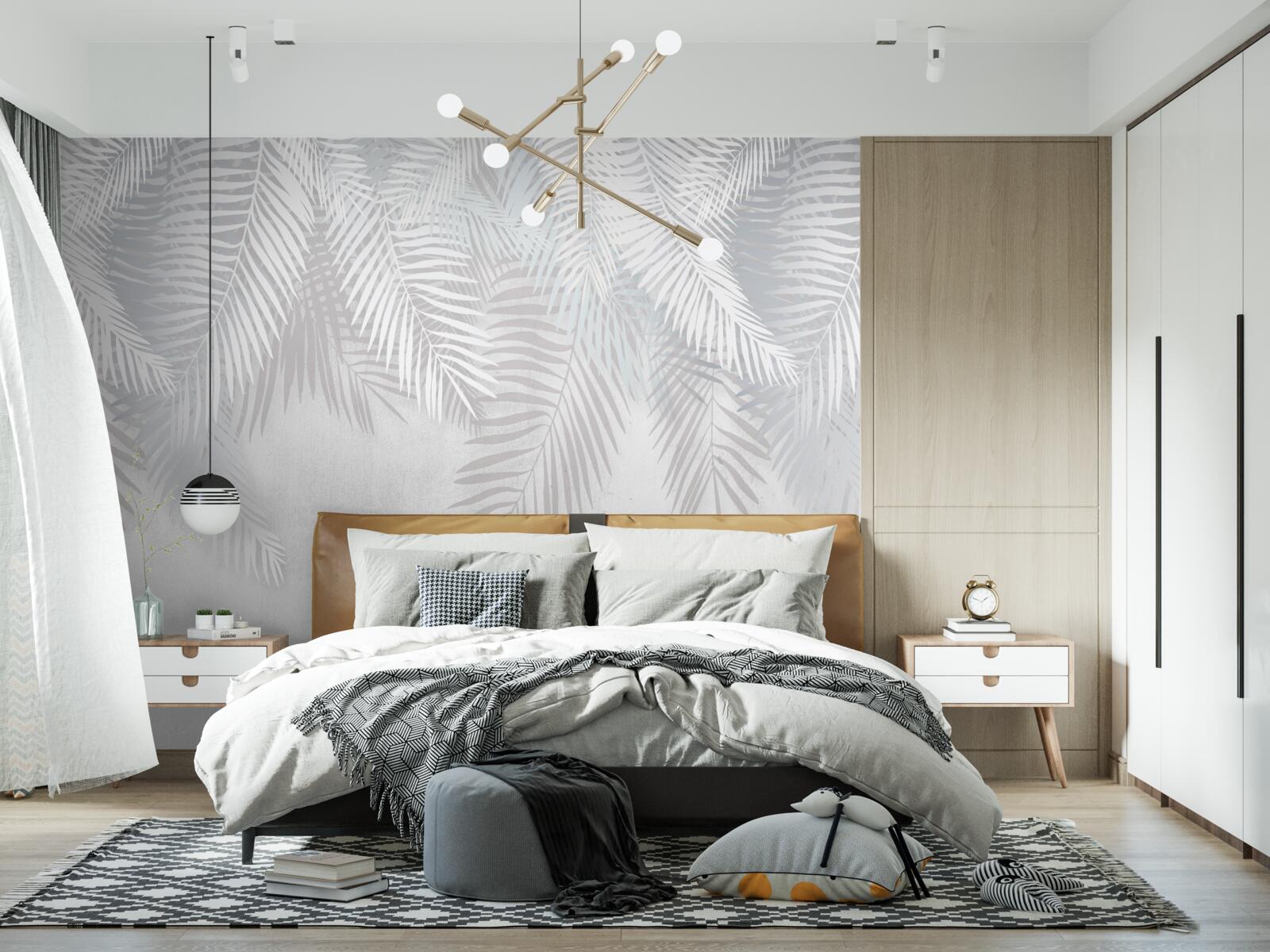 Fototapet frunze de palmier pe un fundal alb