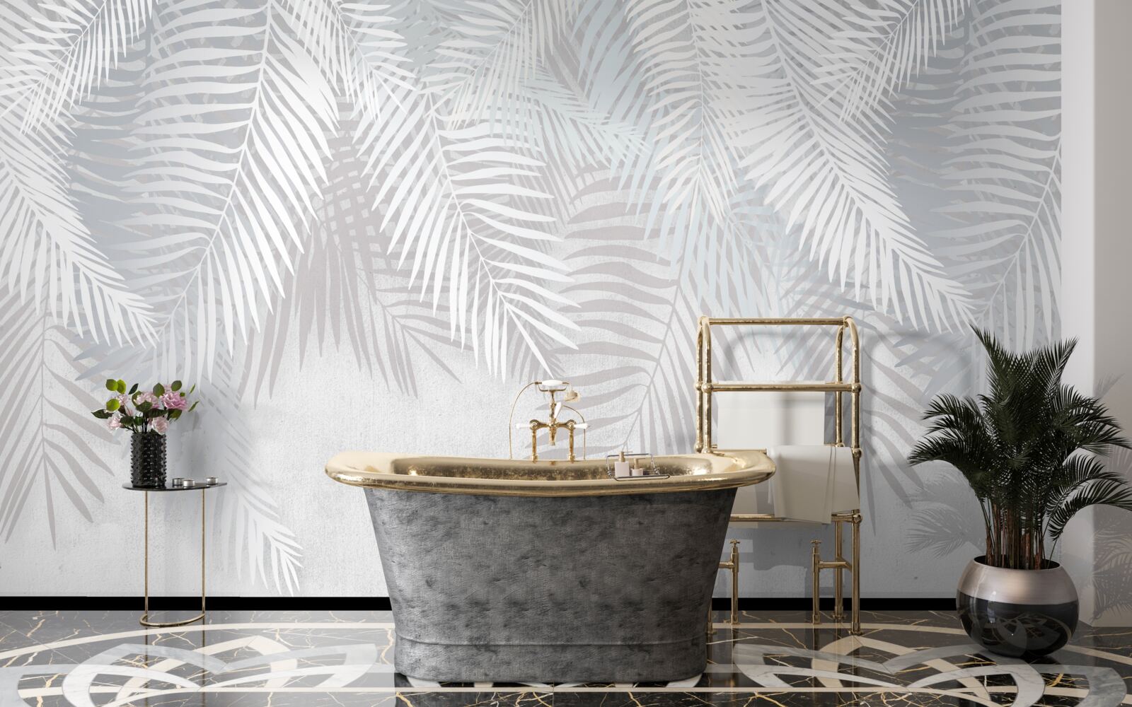 Fototapet frunze de palmier pe un fundal alb