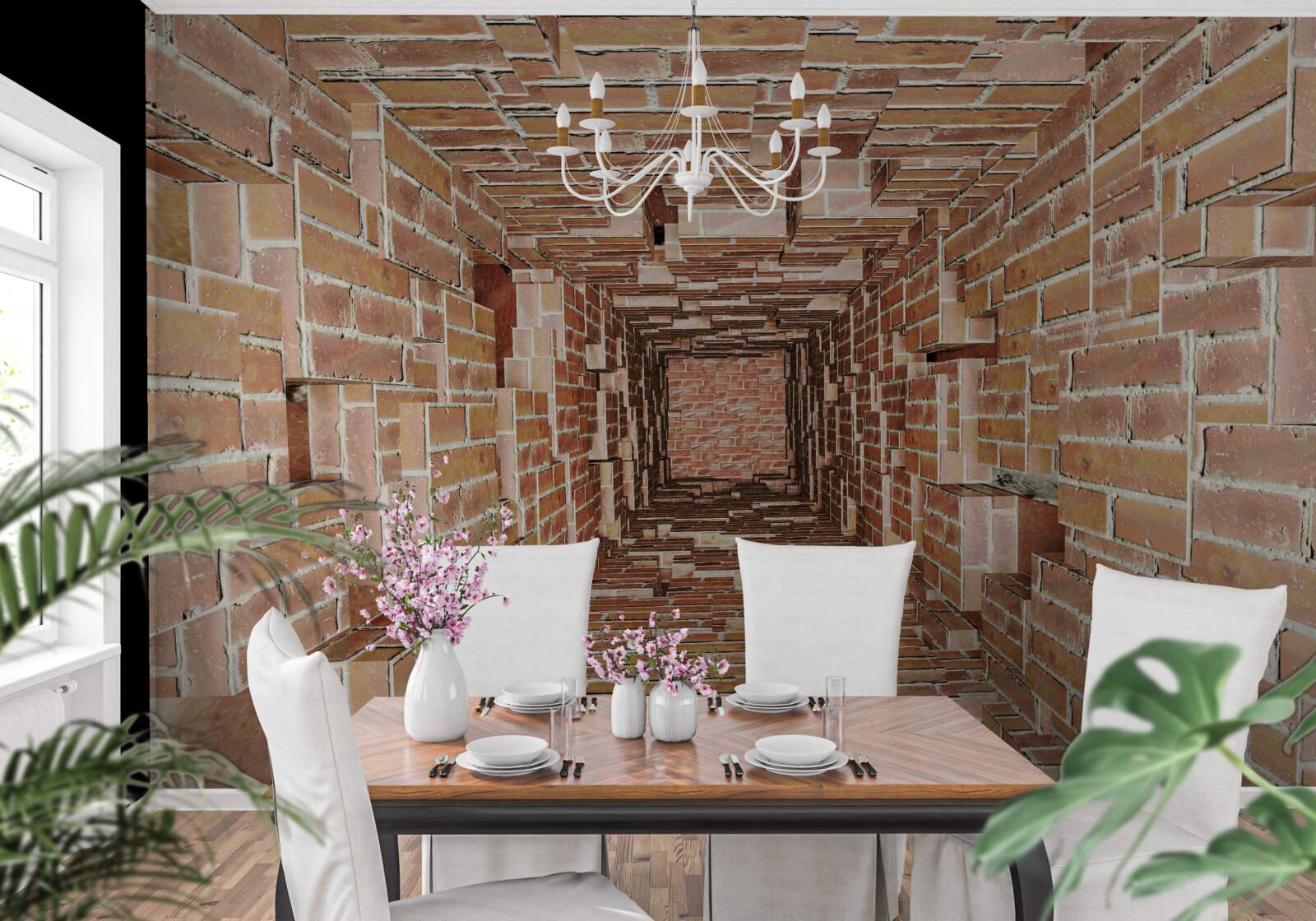 Fototapet puț de zidărie cu format îngust