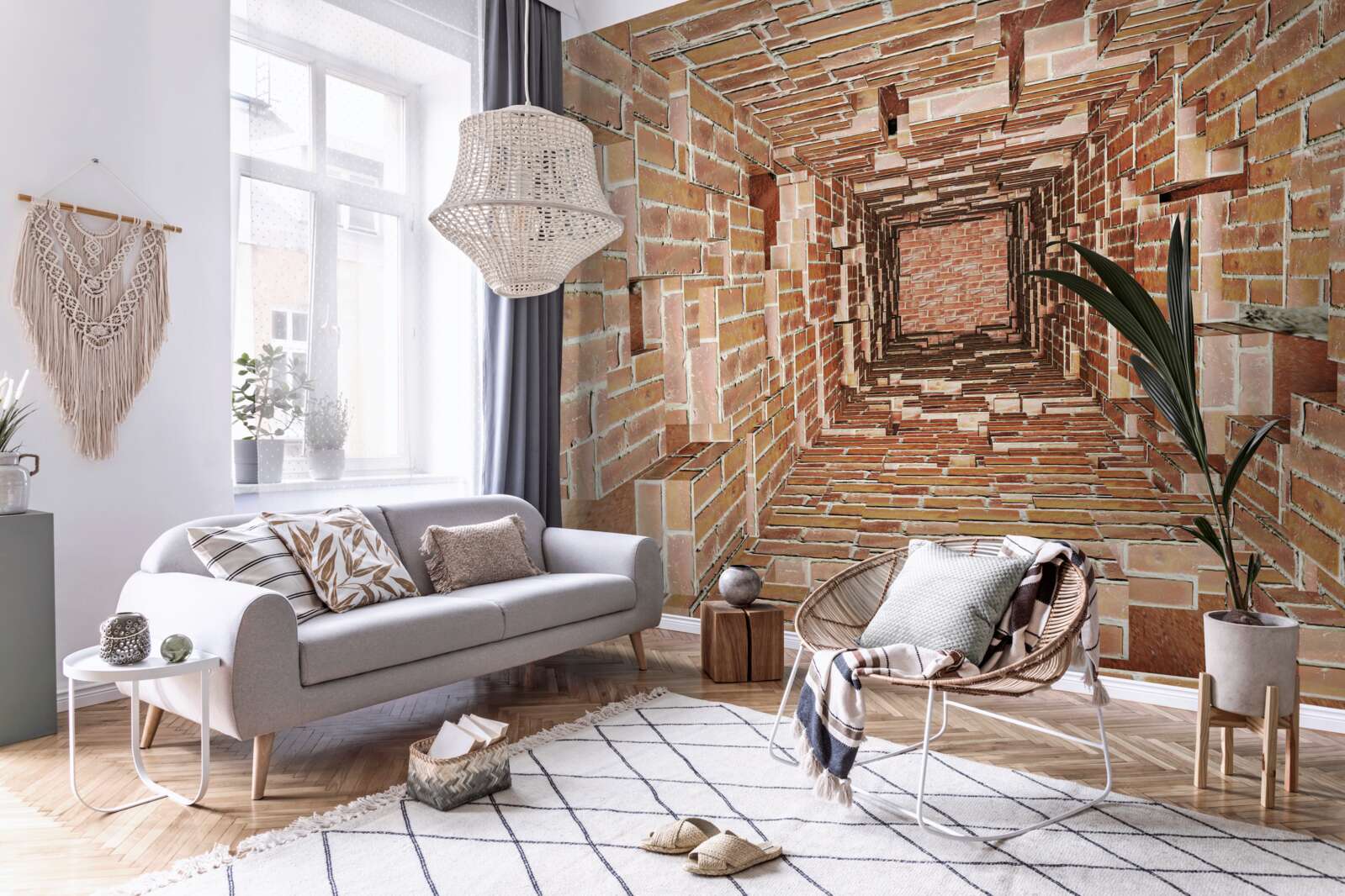 Fototapet puț de zidărie cu format îngust