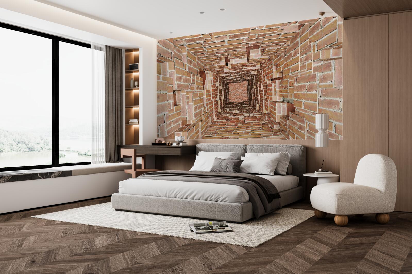 Fototapet puț de zidărie cu format îngust