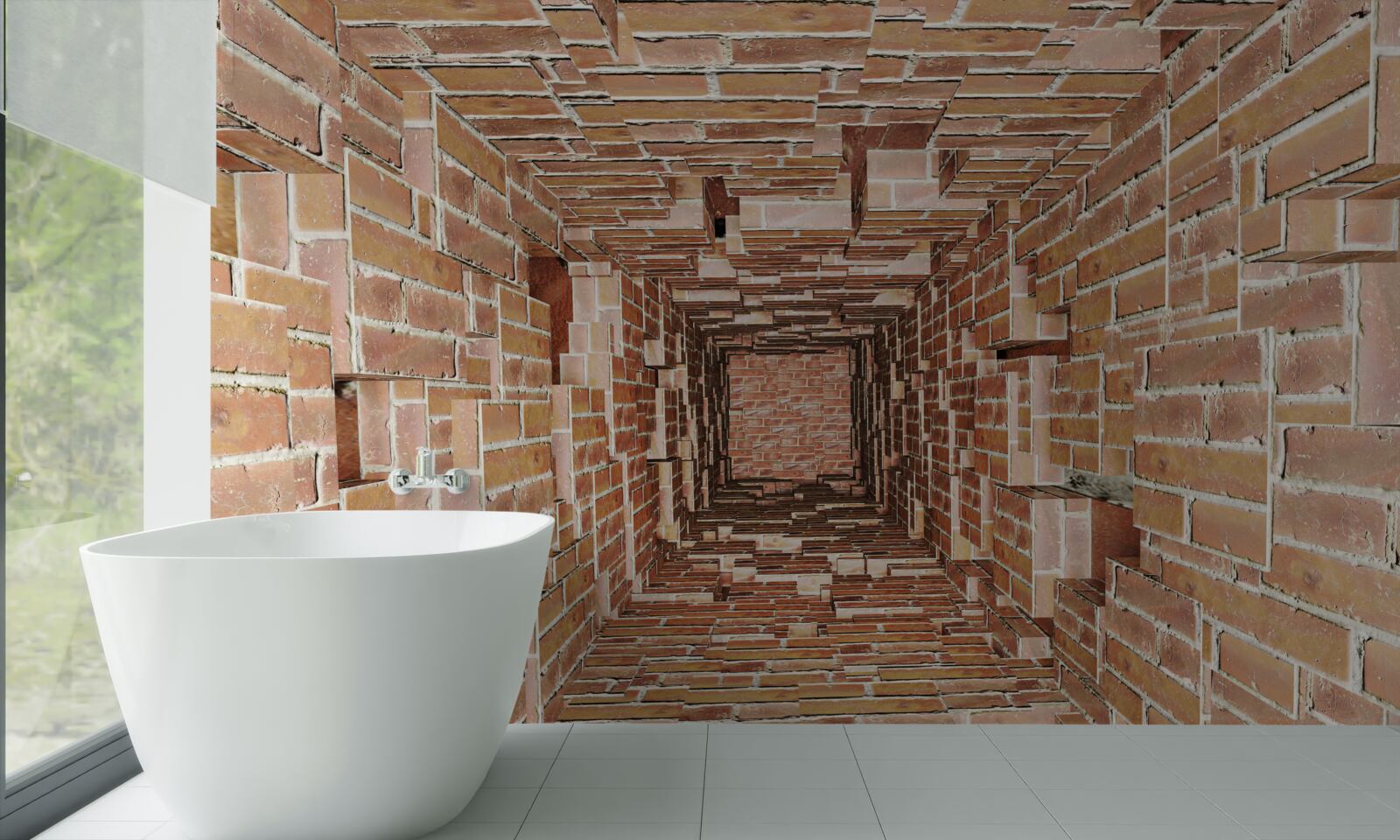 Fototapet puț de zidărie cu format îngust