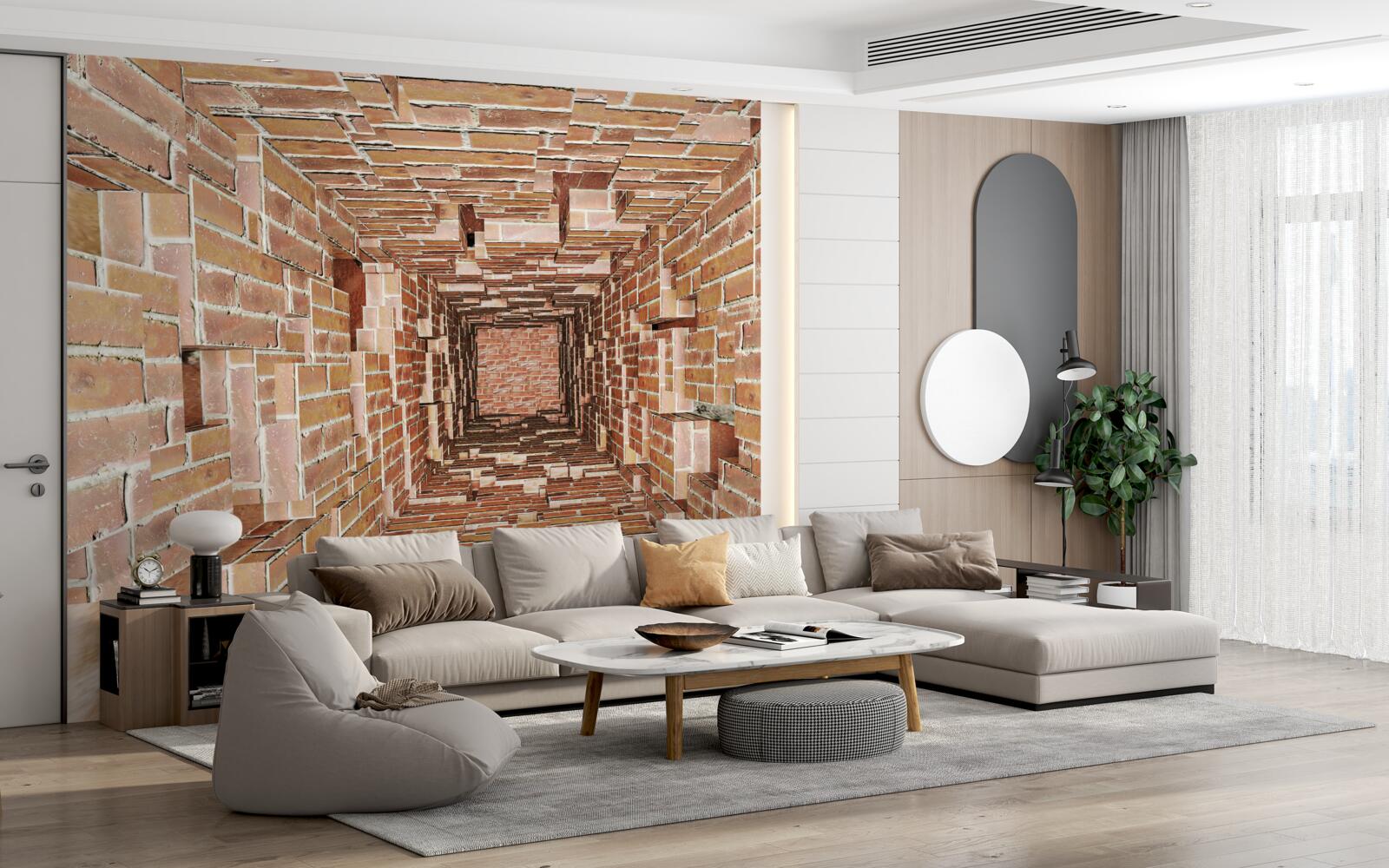 Fototapet puț de zidărie cu format îngust