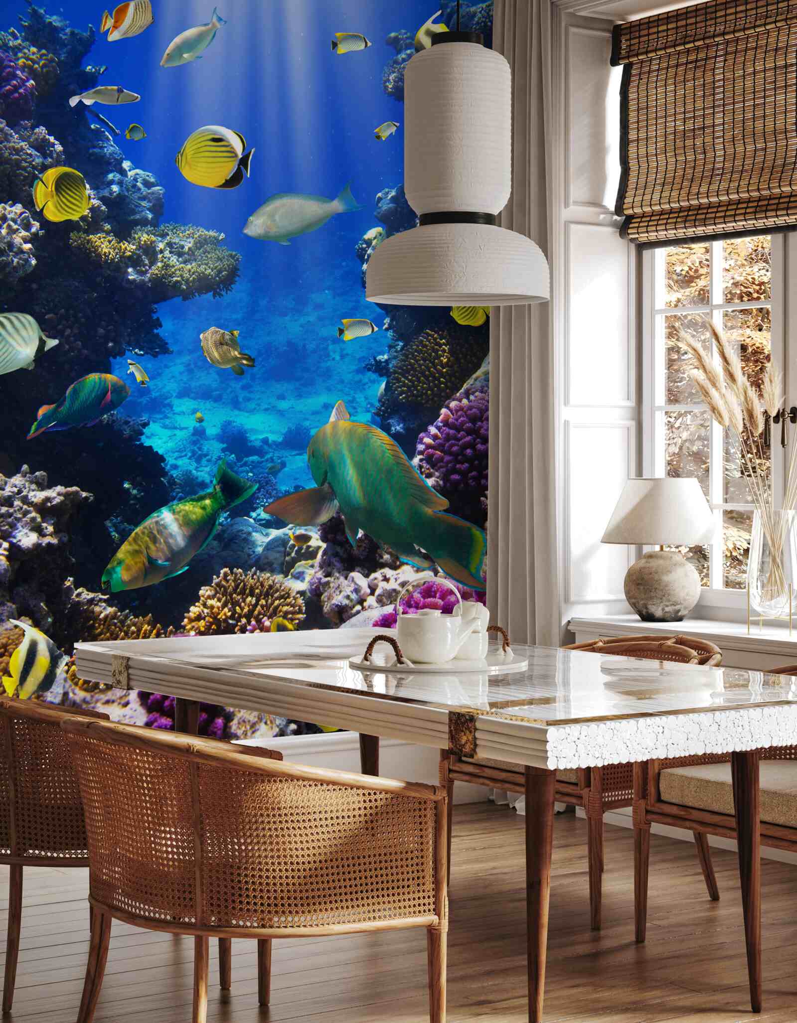 Fototapet pești în recifele de corali ale oceanului