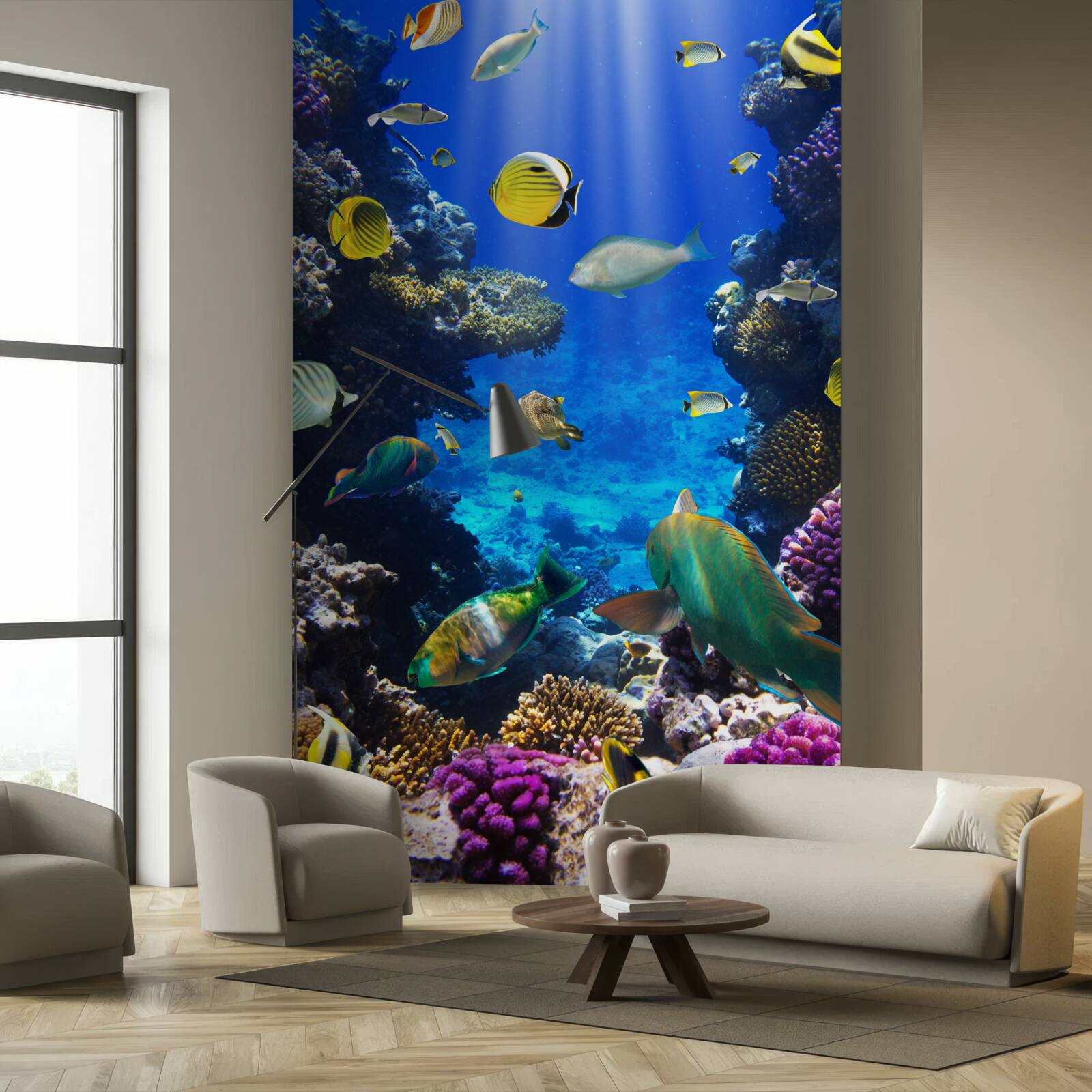 Fototapet pești în recifele de corali ale oceanului