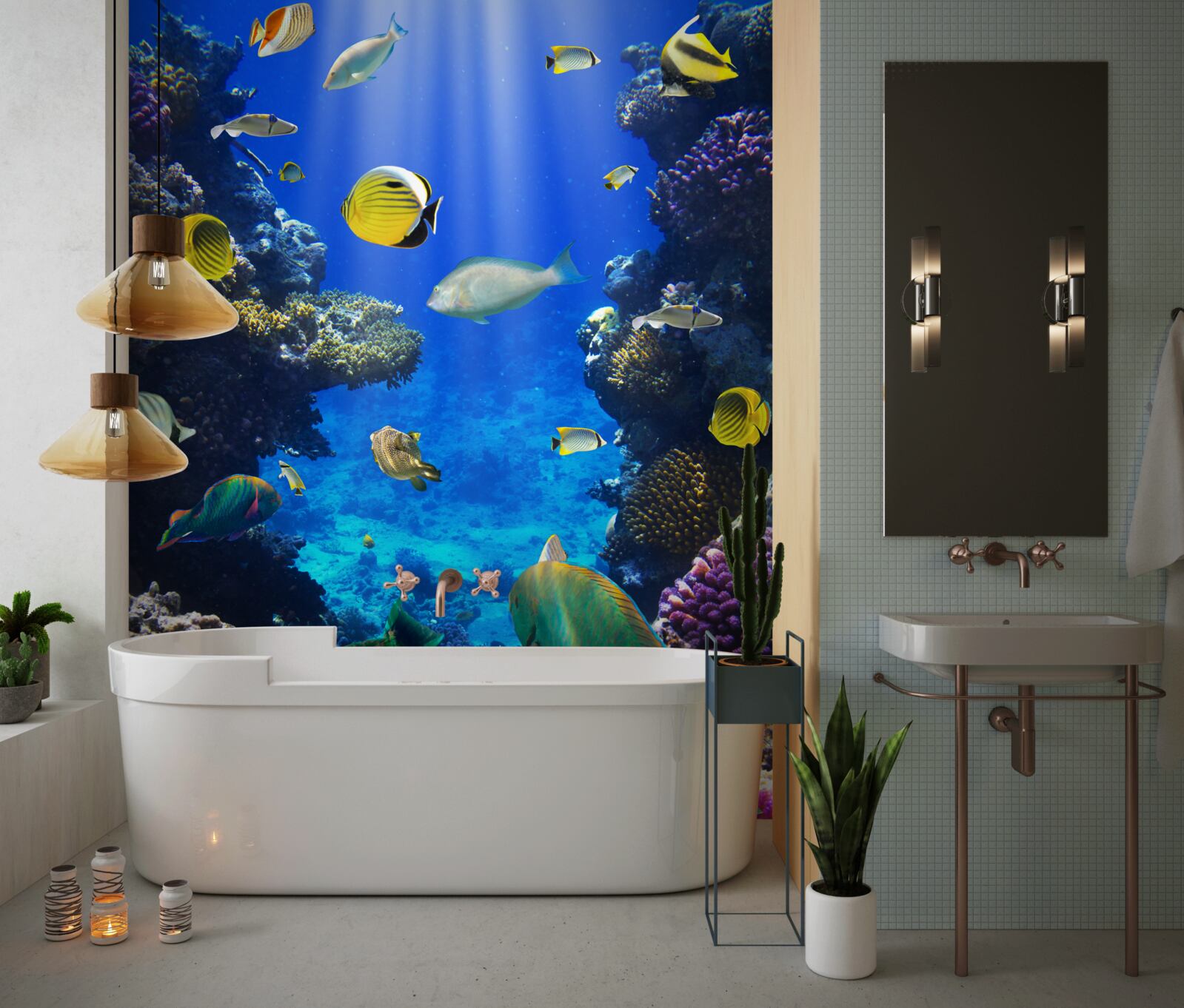 Fototapet pești în recifele de corali ale oceanului