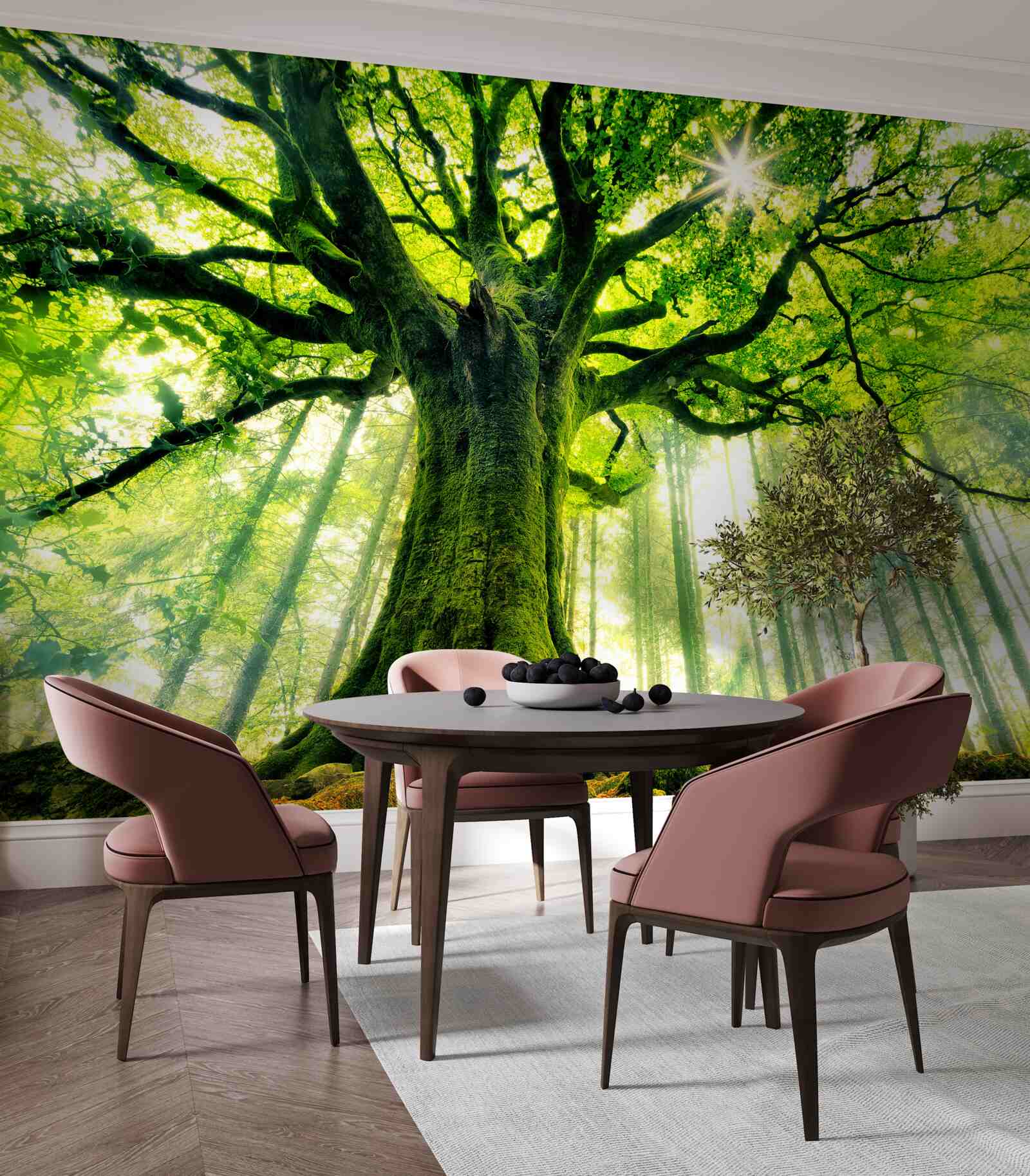 Fototapet maiestuosul copac al existenței întâmpină răsăritul