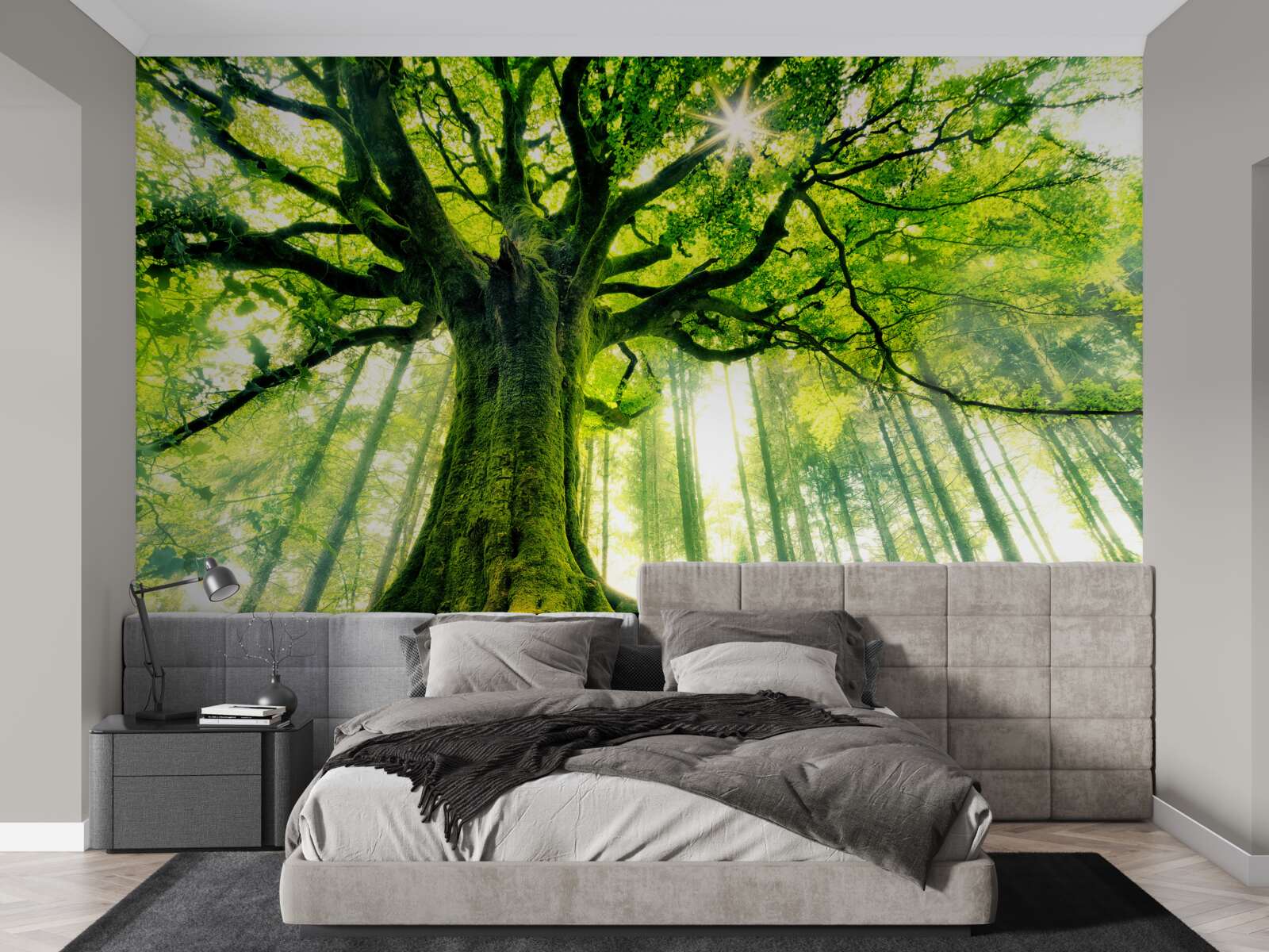 Fototapet maiestuosul copac al existenței întâmpină răsăritul