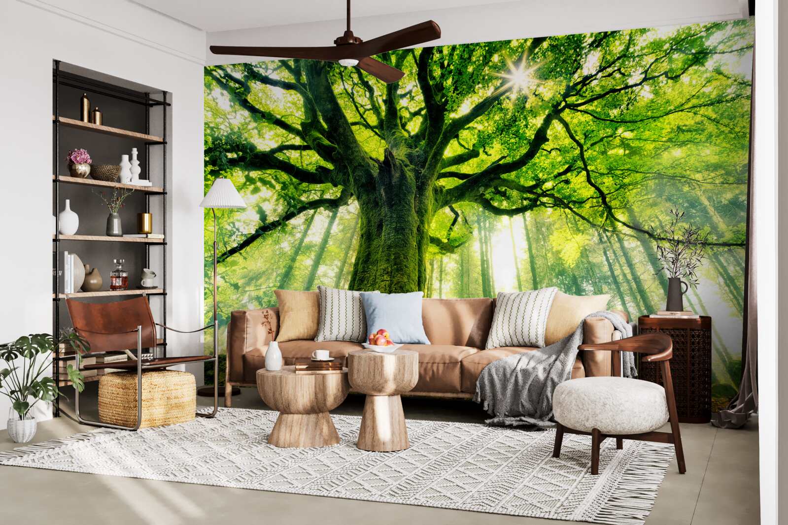 Fototapet maiestuosul copac al existenței întâmpină răsăritul