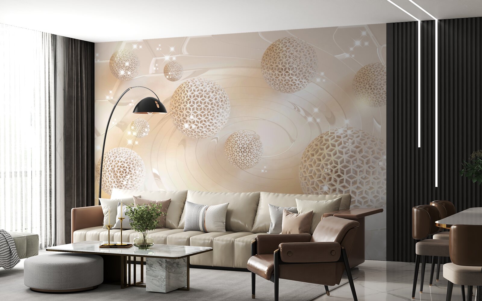 Fototapet bile învârtindu-se într-o strălucire aurie