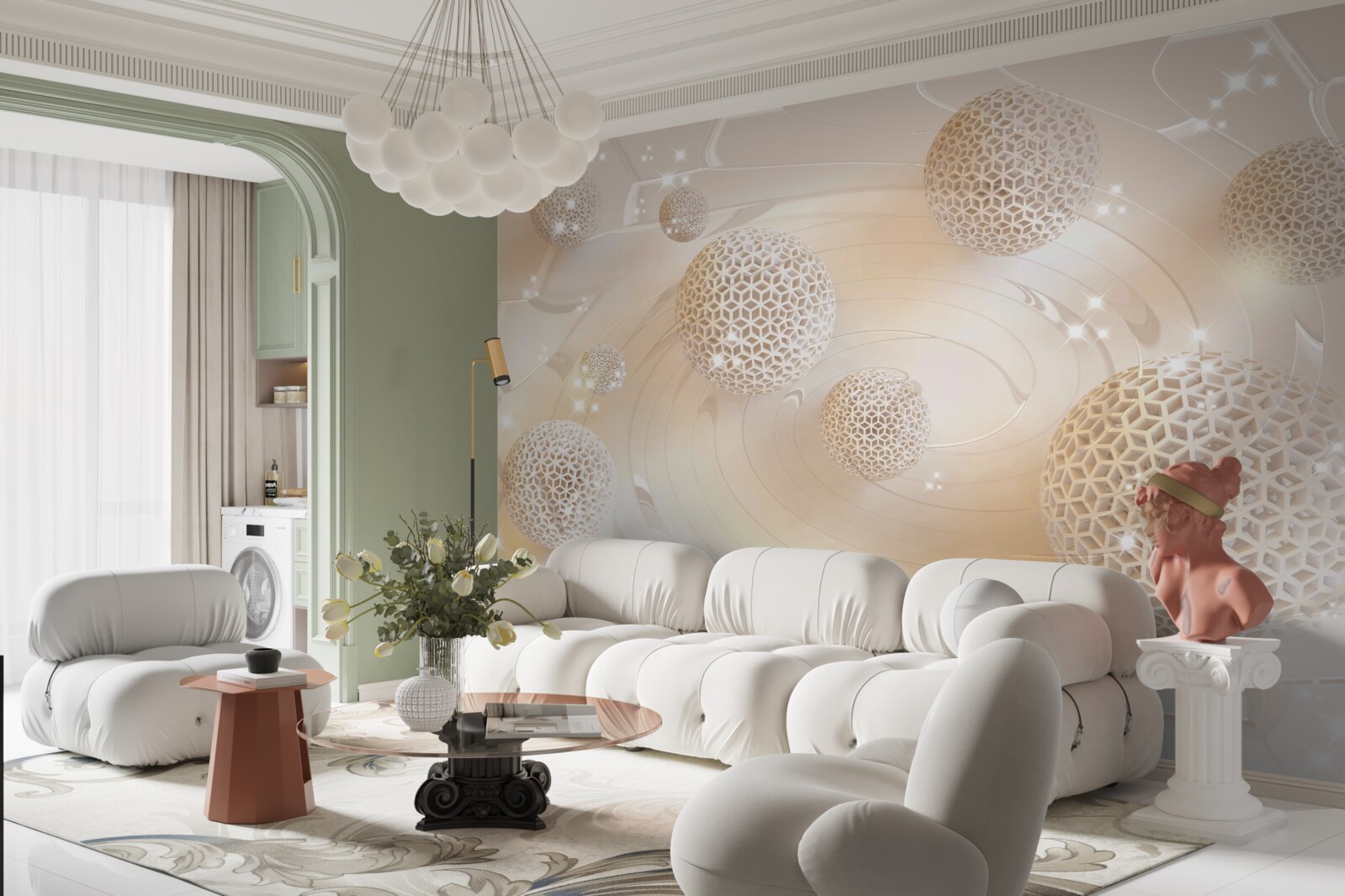 Fototapet bile învârtindu-se într-o strălucire aurie