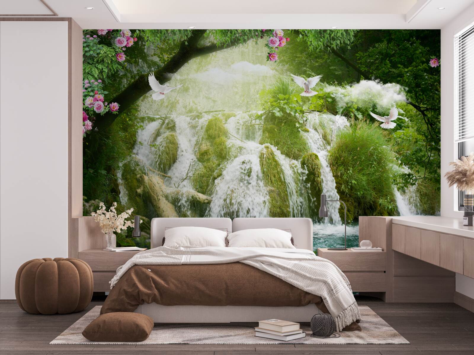 Fototapet apa care cade dintr-o cascadă din pădure