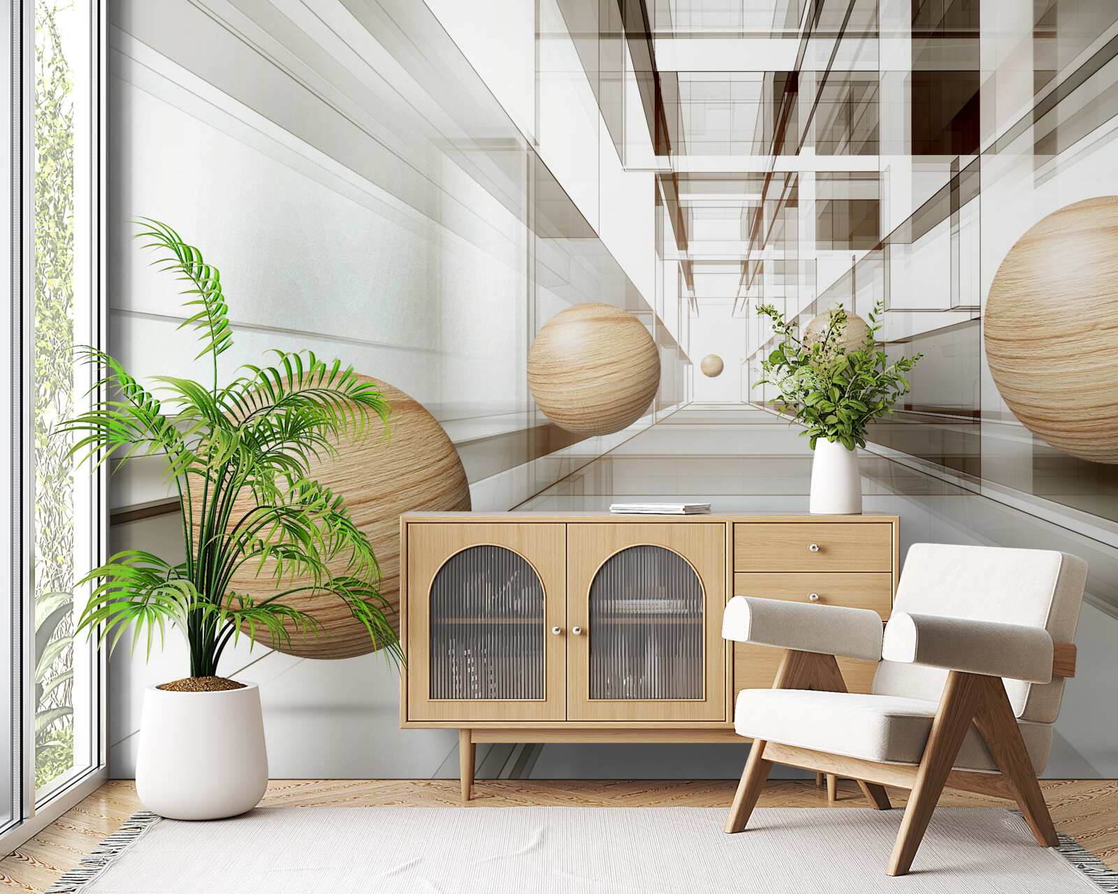 Fototapet bile de lemn în tunelul pentru optică