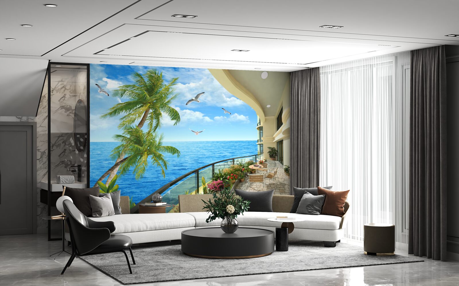 Fototapet terasă cu vedere la ocean