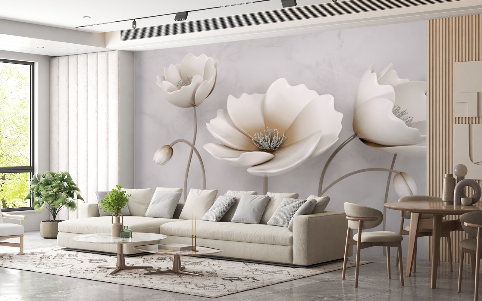 Fototapet flori frumoase albe ca zăpada