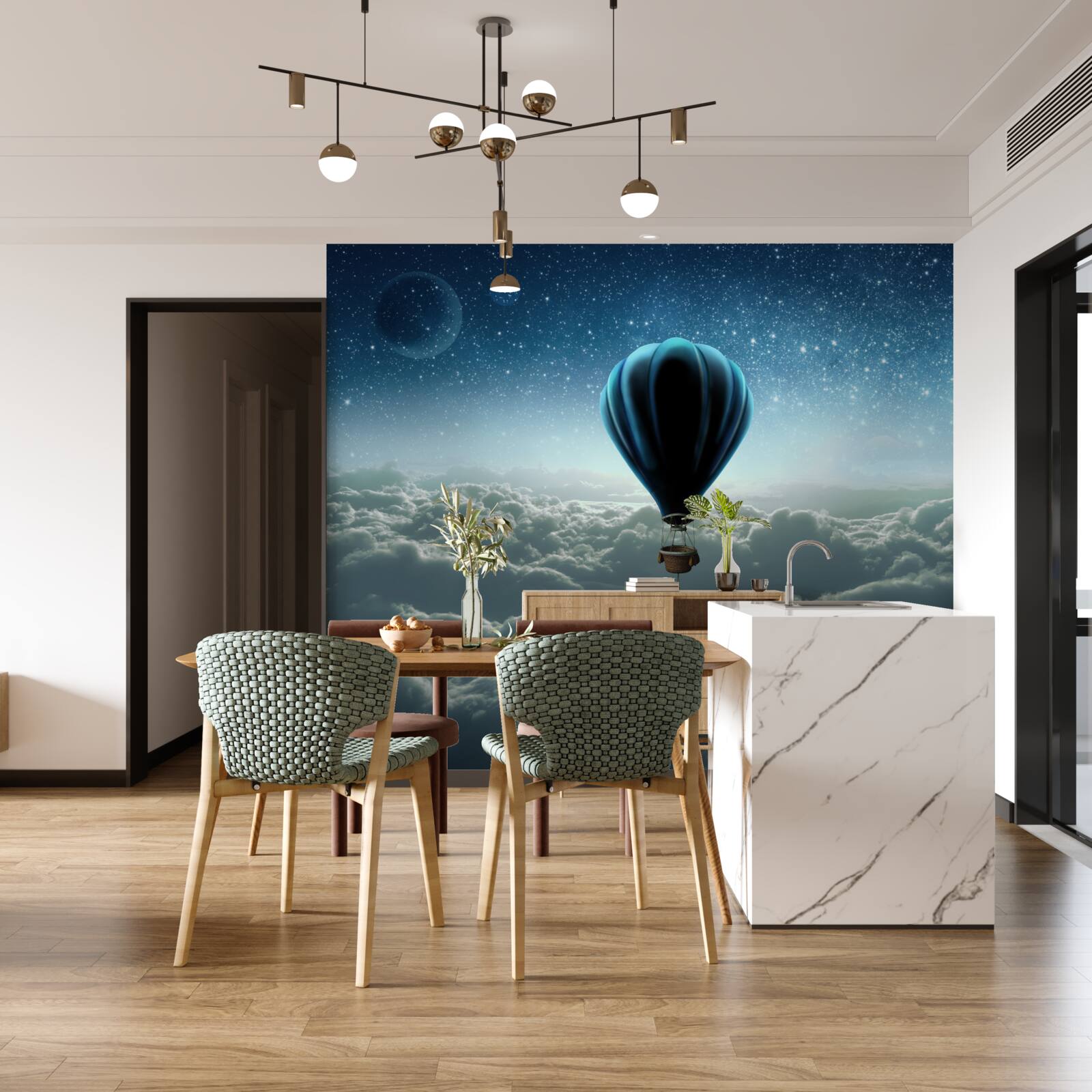 Fototapet cupolă cer cu stele pe un balon