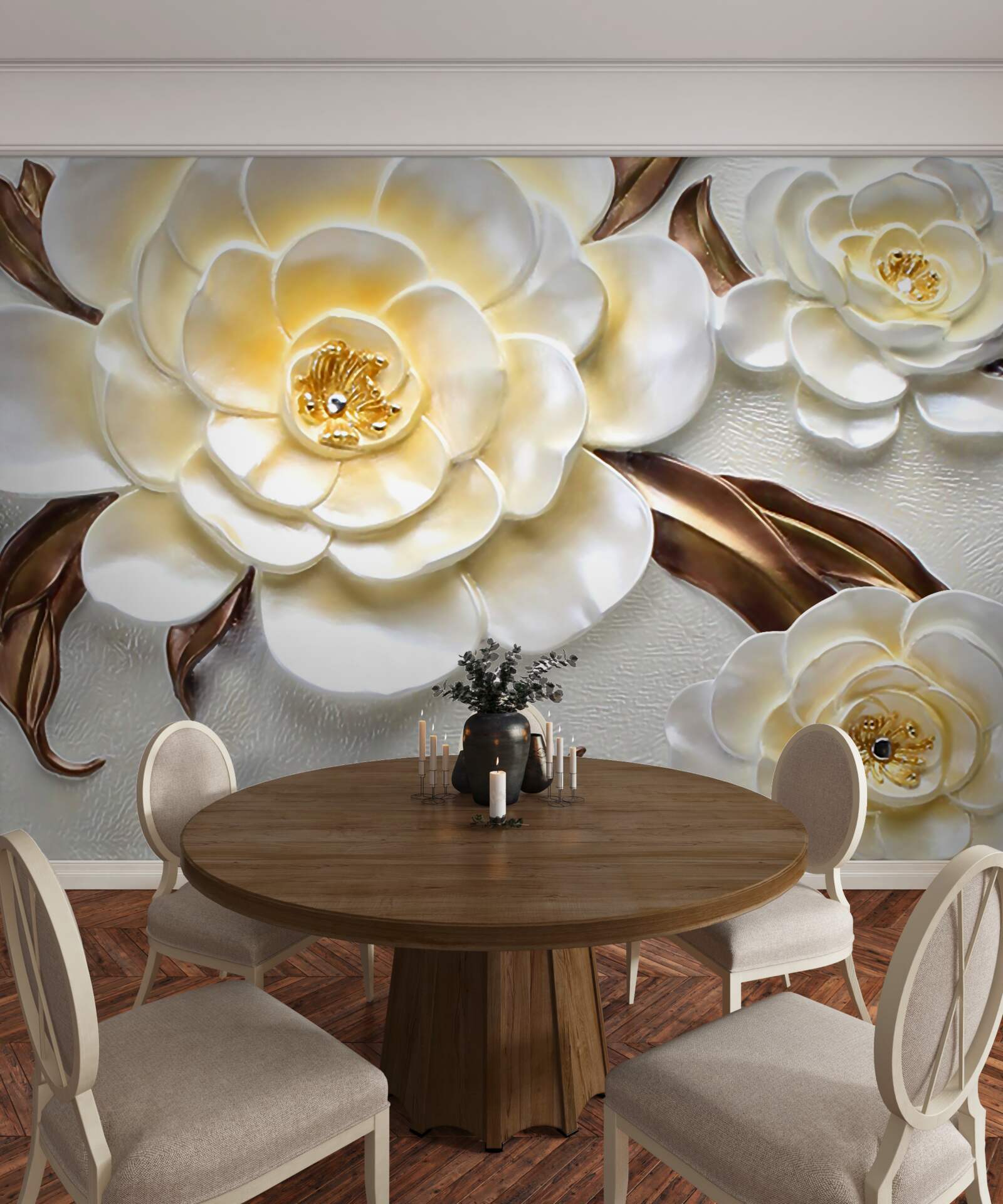 Fototapet magnolii cu muguri albi