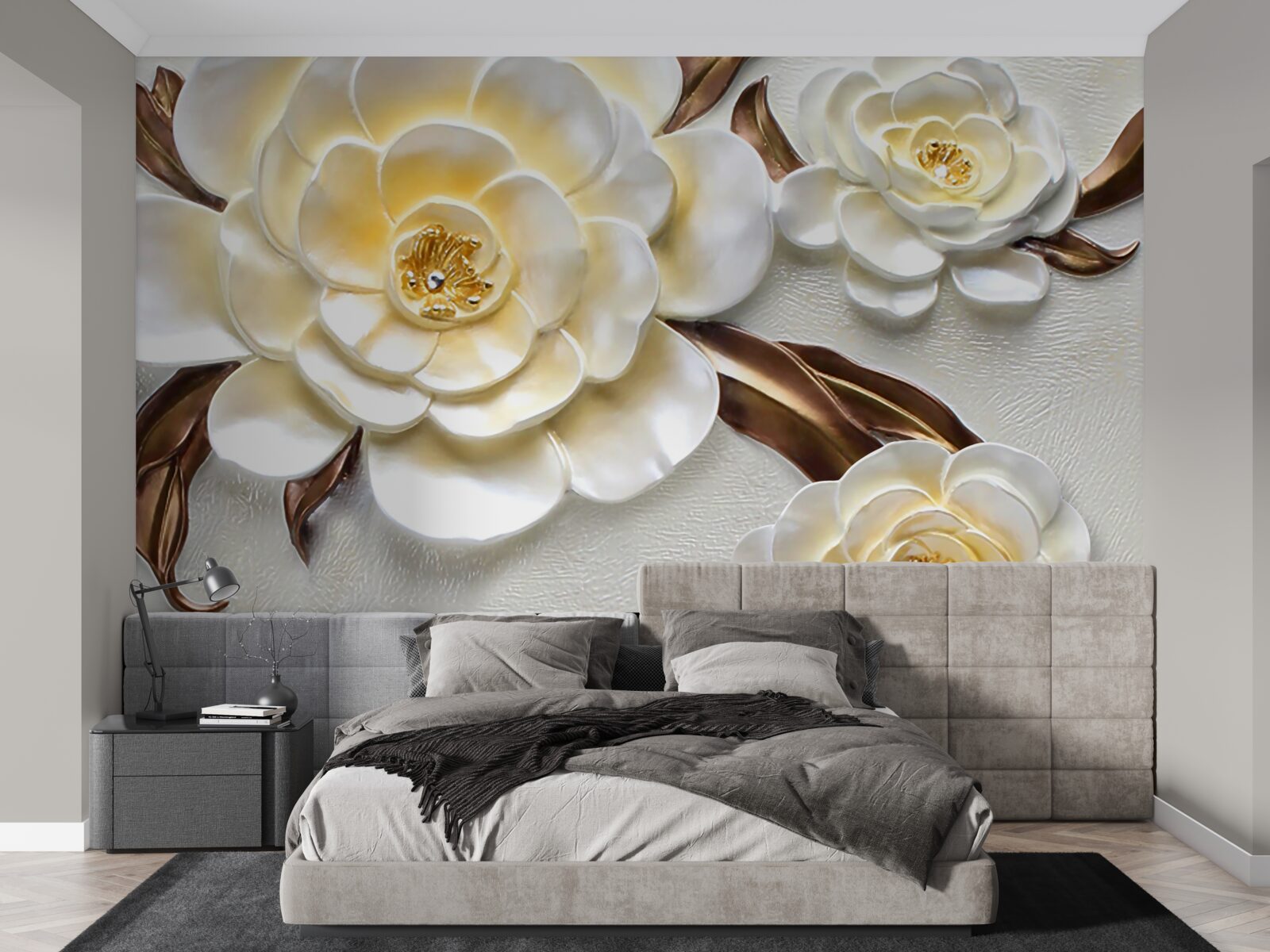 Fototapet magnolii cu muguri albi