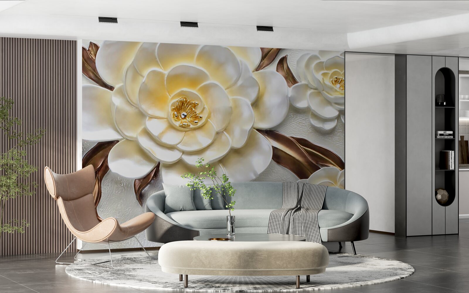 Fototapet magnolii cu muguri albi