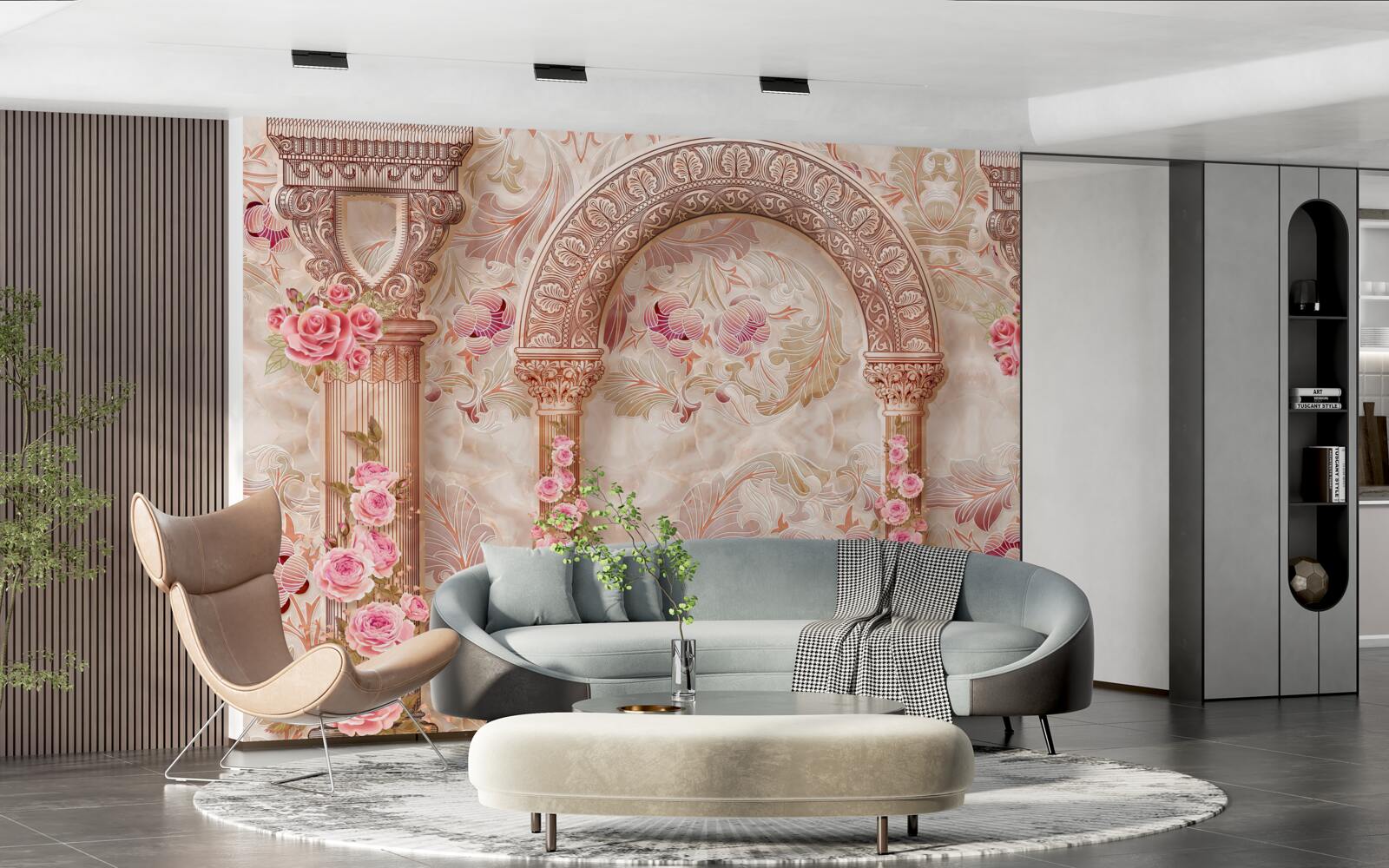 Fototapet Arc decorat cu flori roz