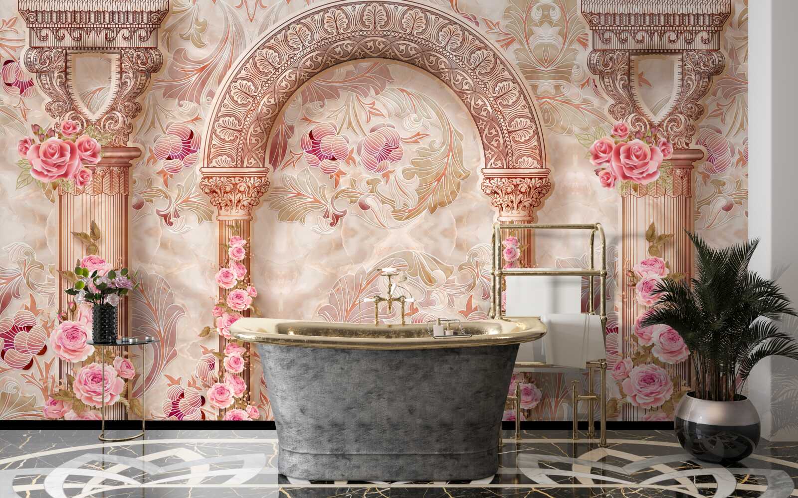 Fototapet Arc decorat cu flori roz