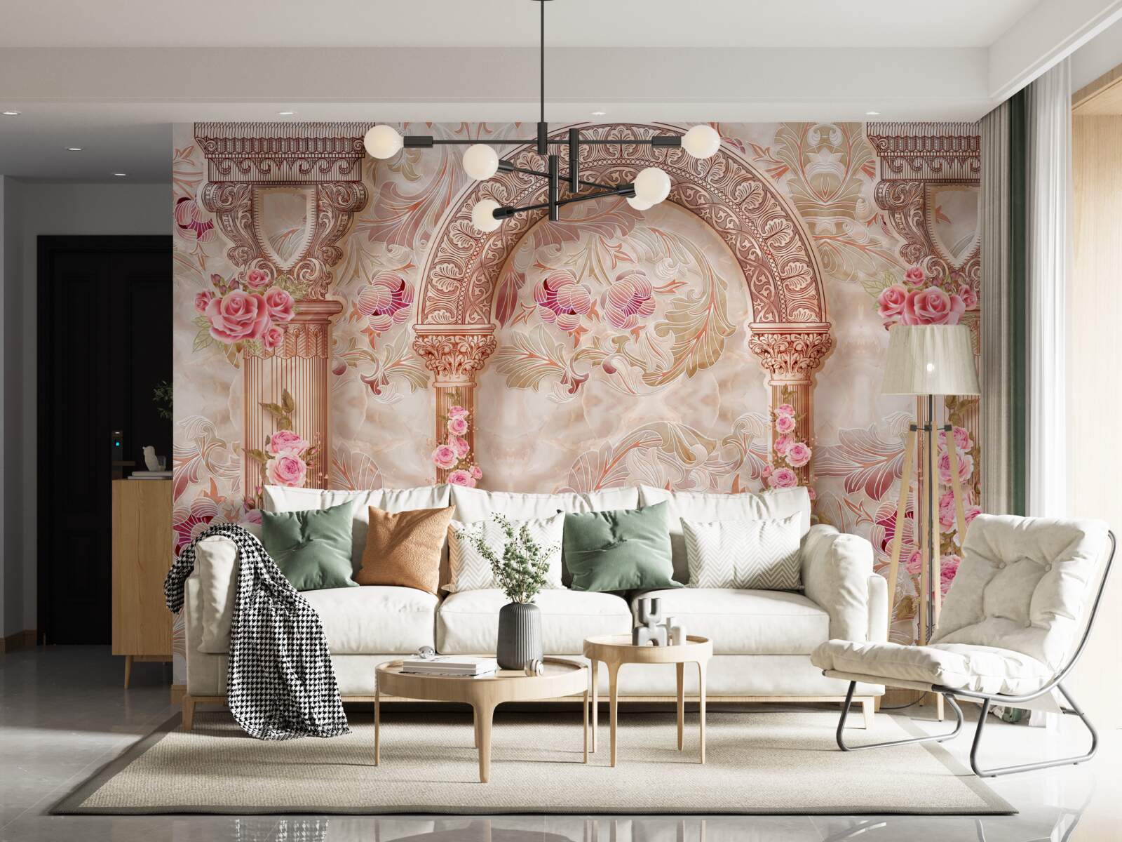 Fototapet Arc decorat cu flori roz